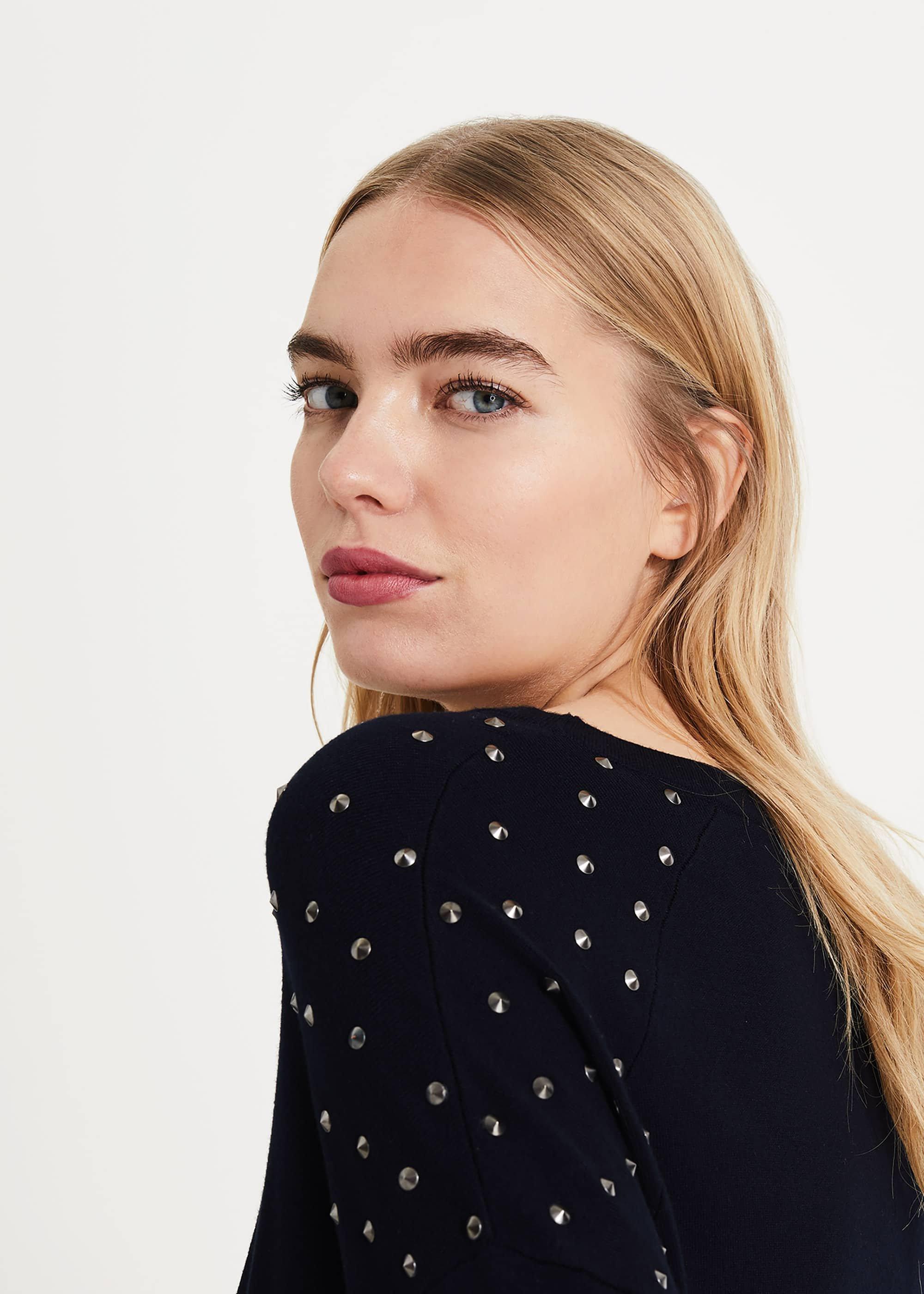Sarah Stud Shoulder Knit Jumper