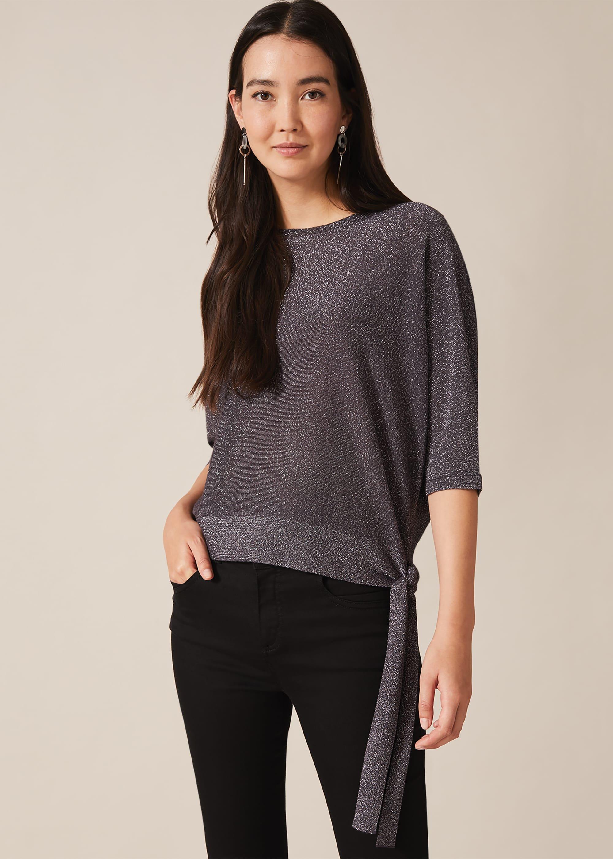 Harper Shimmer Side Tie Knit Top
