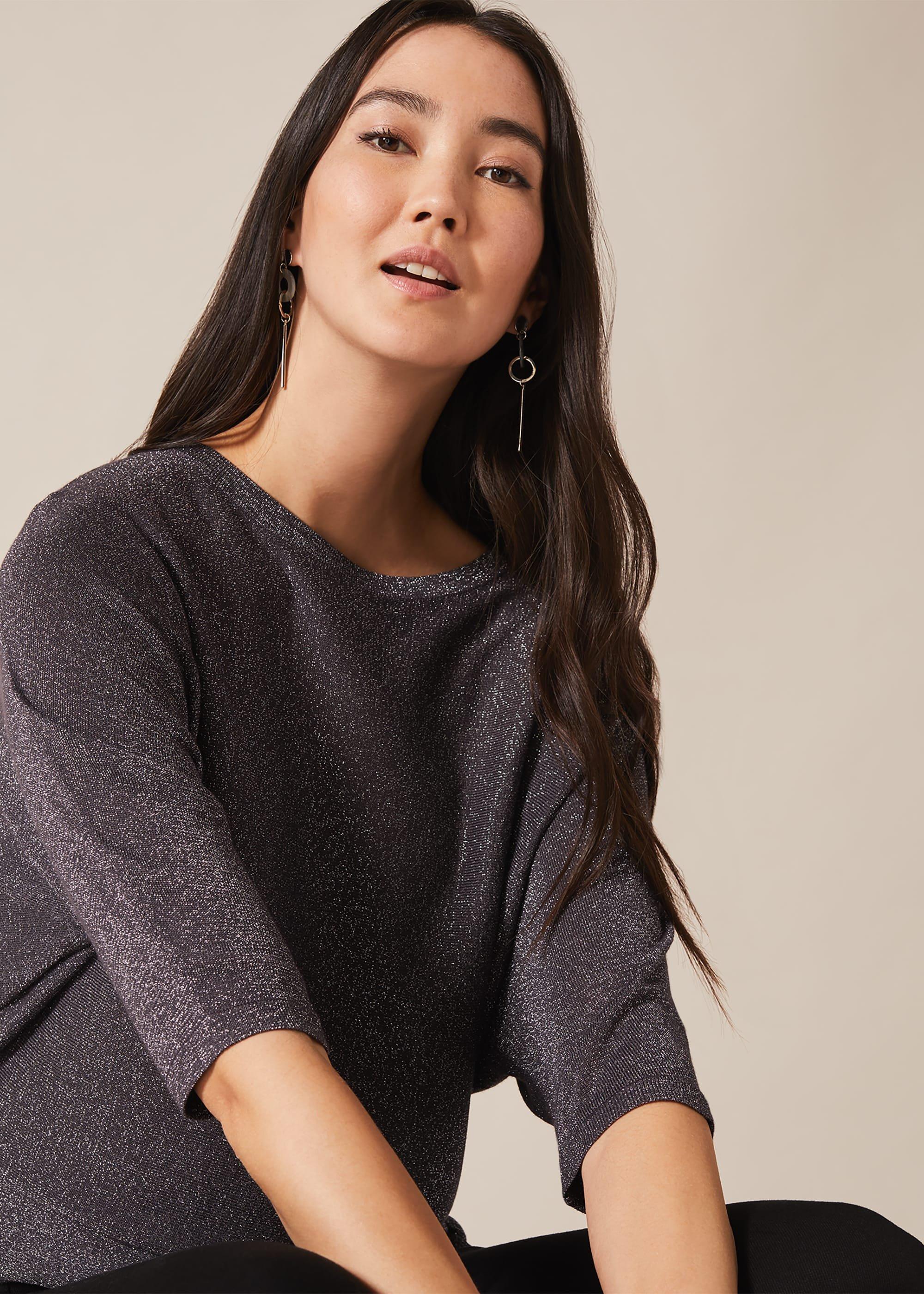 Harper Shimmer Side Tie Knit Top