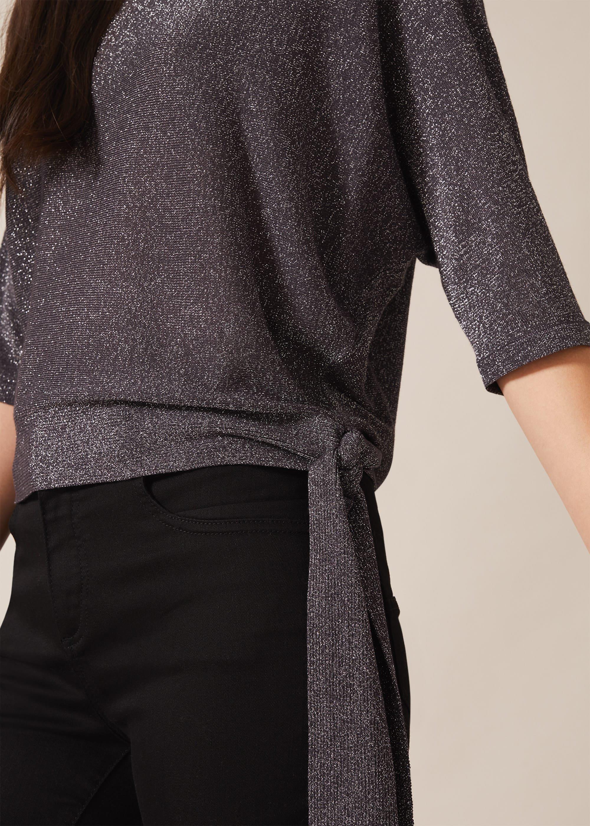 Harper Shimmer Side Tie Knit Top