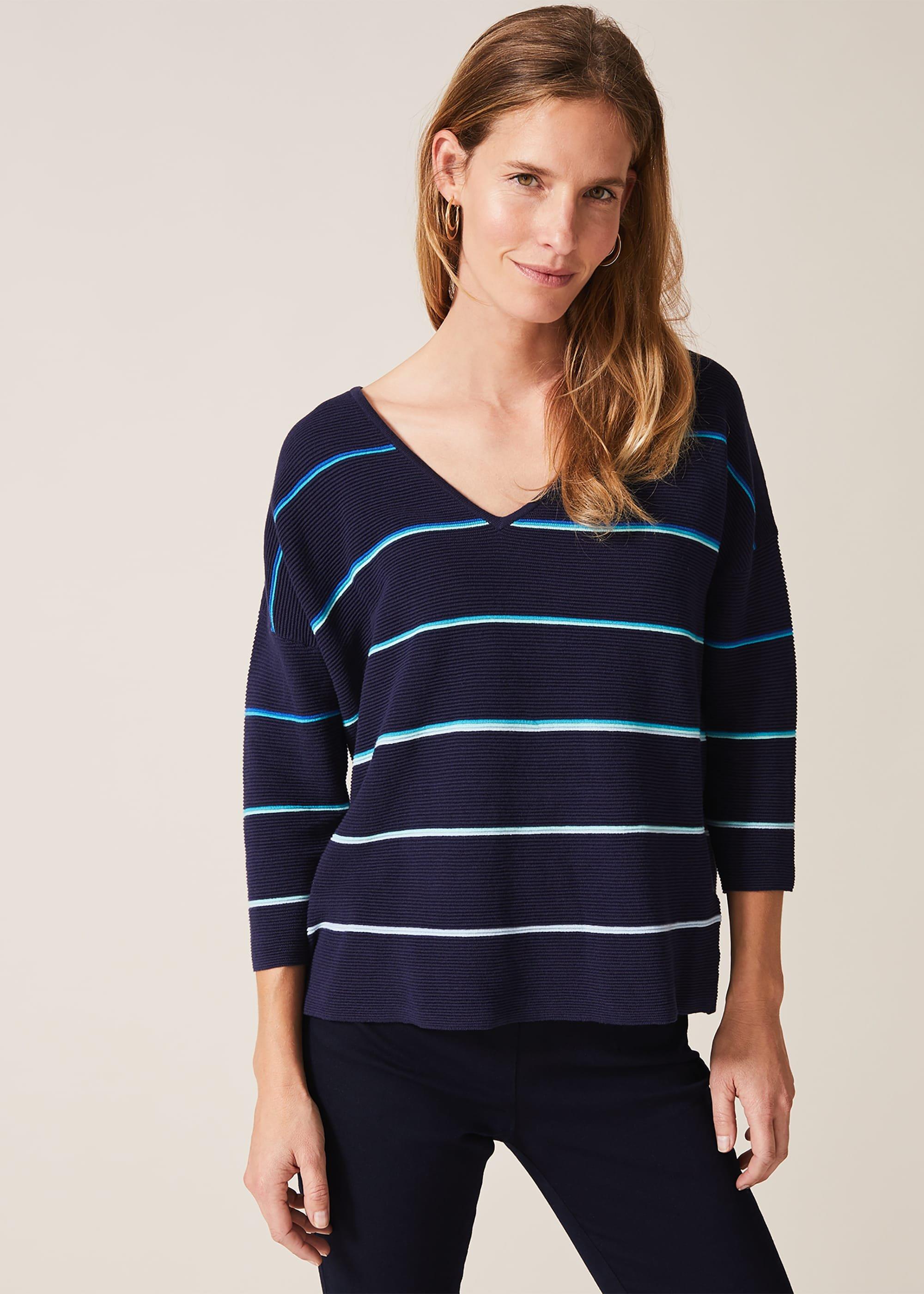 Piera V Neck Ripple Stitch