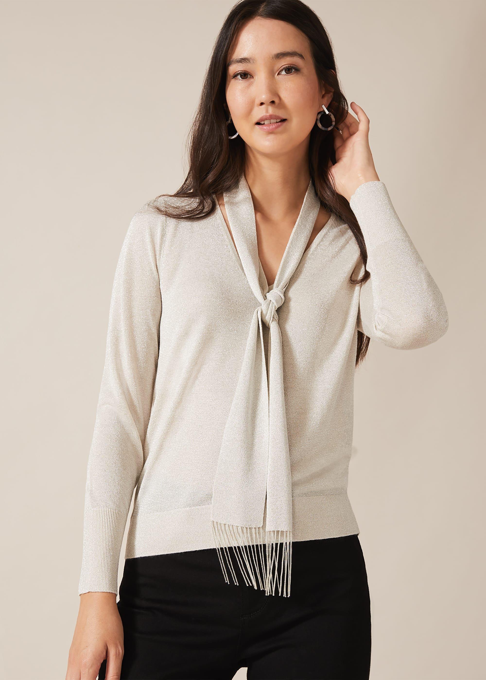 Liz Scarf Tie Knit Top