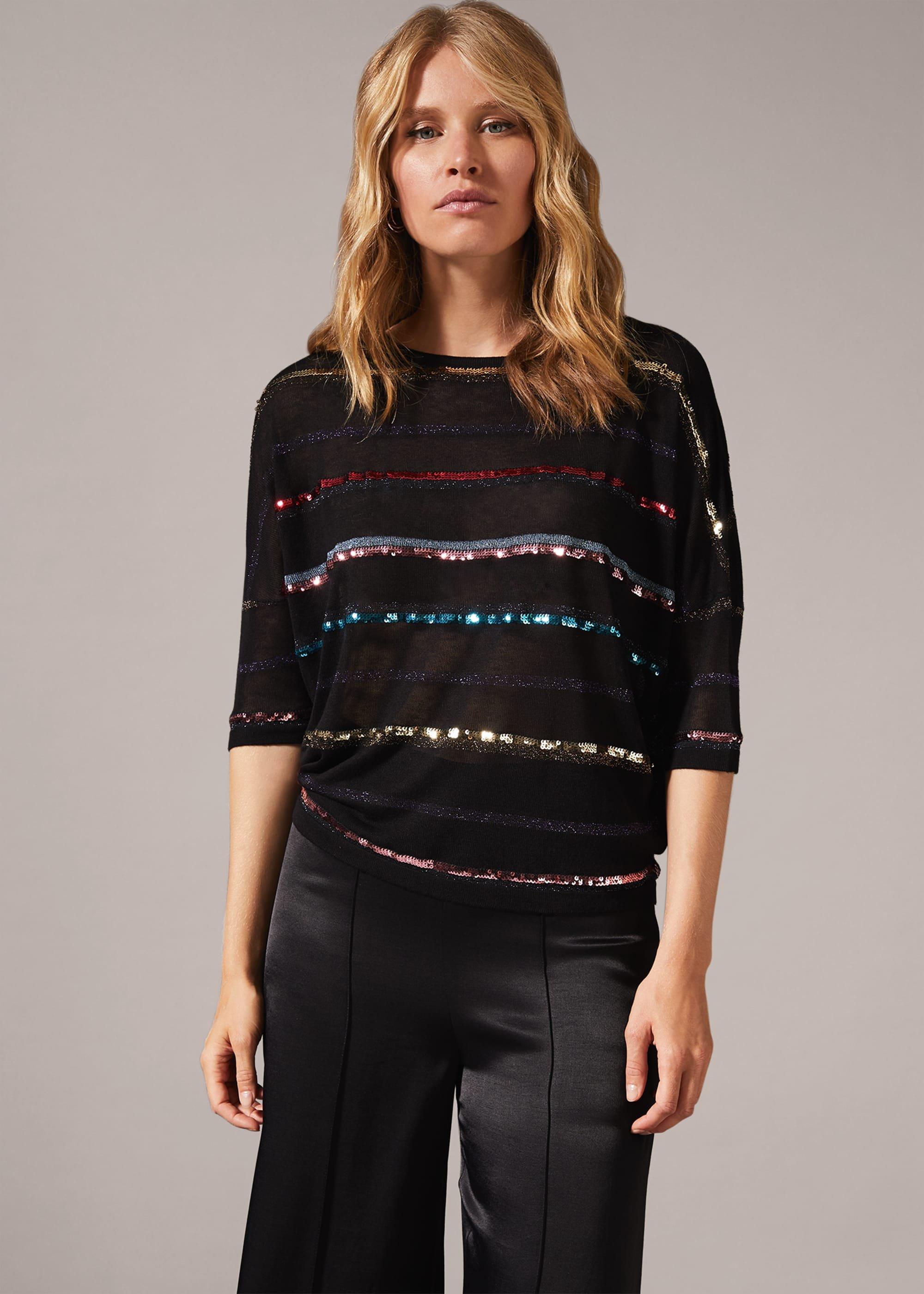 Sandy Sequin Stripe Knit Top