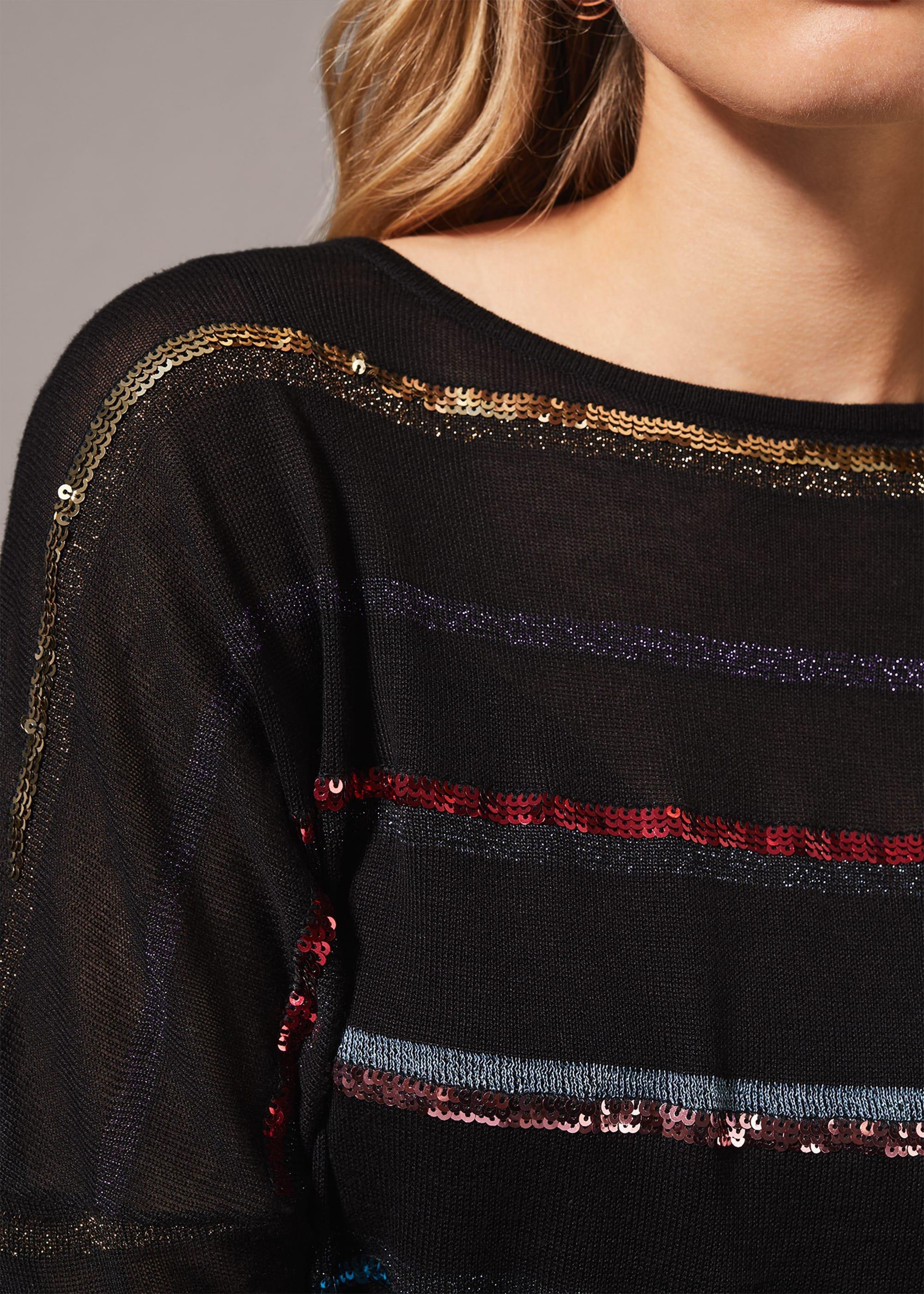 Sandy Sequin Stripe Knit Top