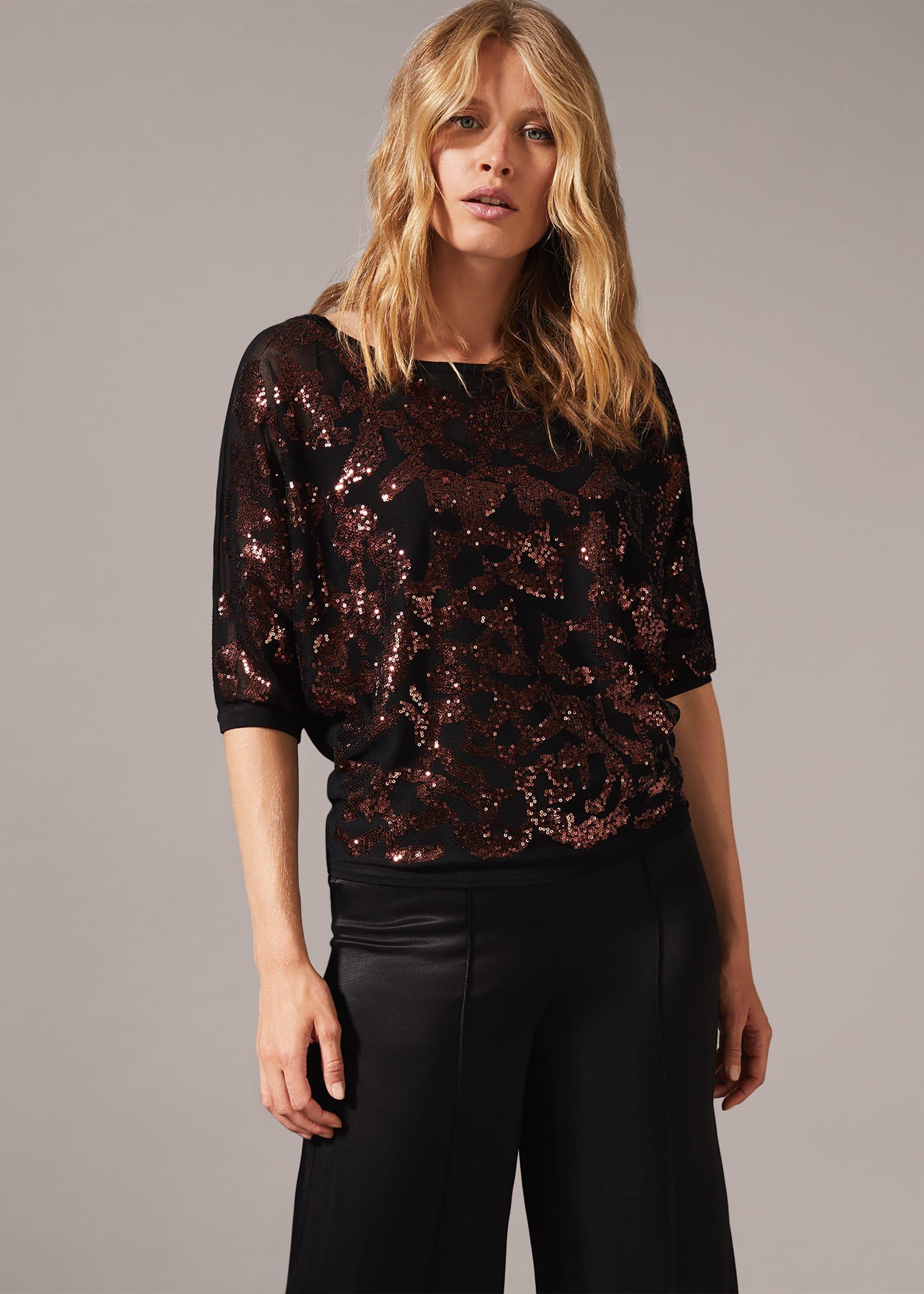 Sakina Sequin Smudge Knit Top