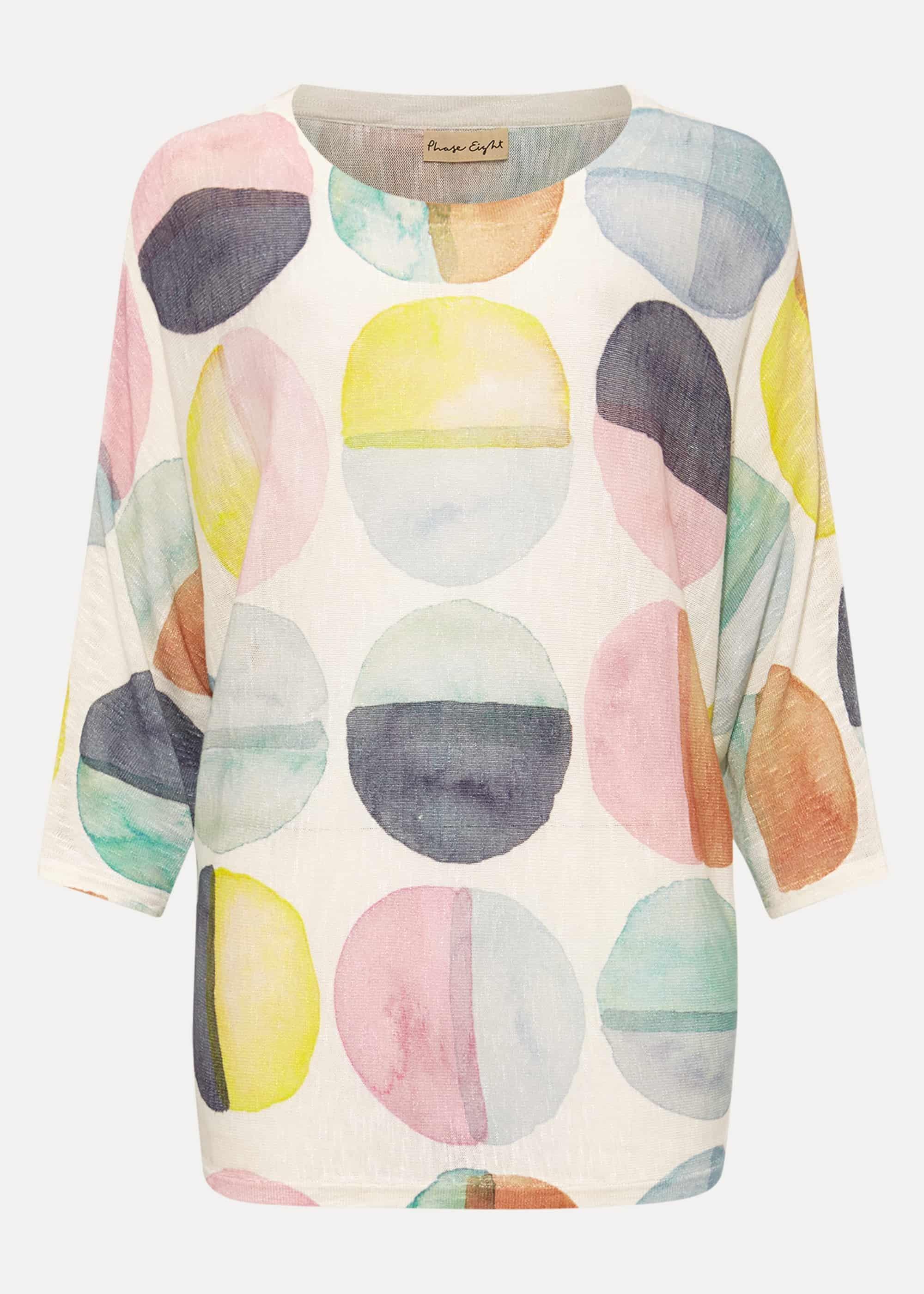 Kylie Circle Print Linen-Blend Knit Top