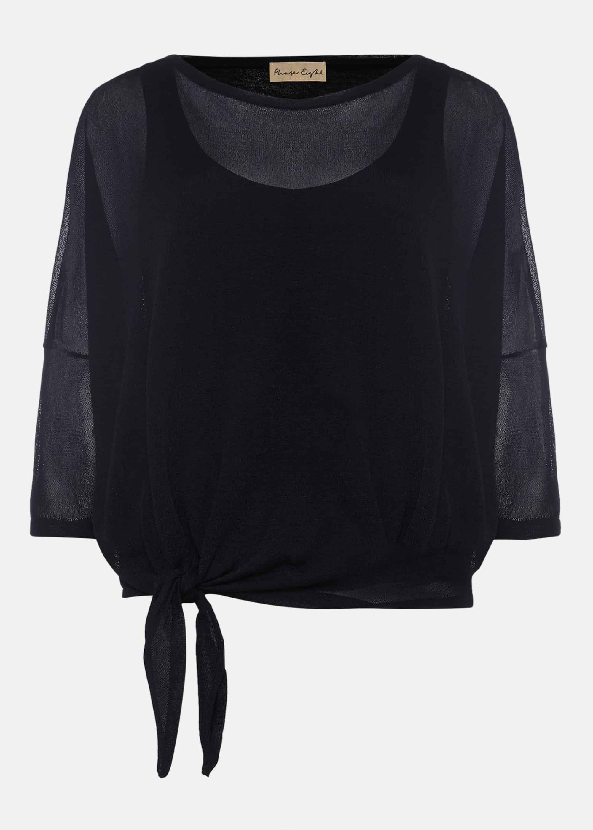 Nat Side Tie Sheer Knit Top