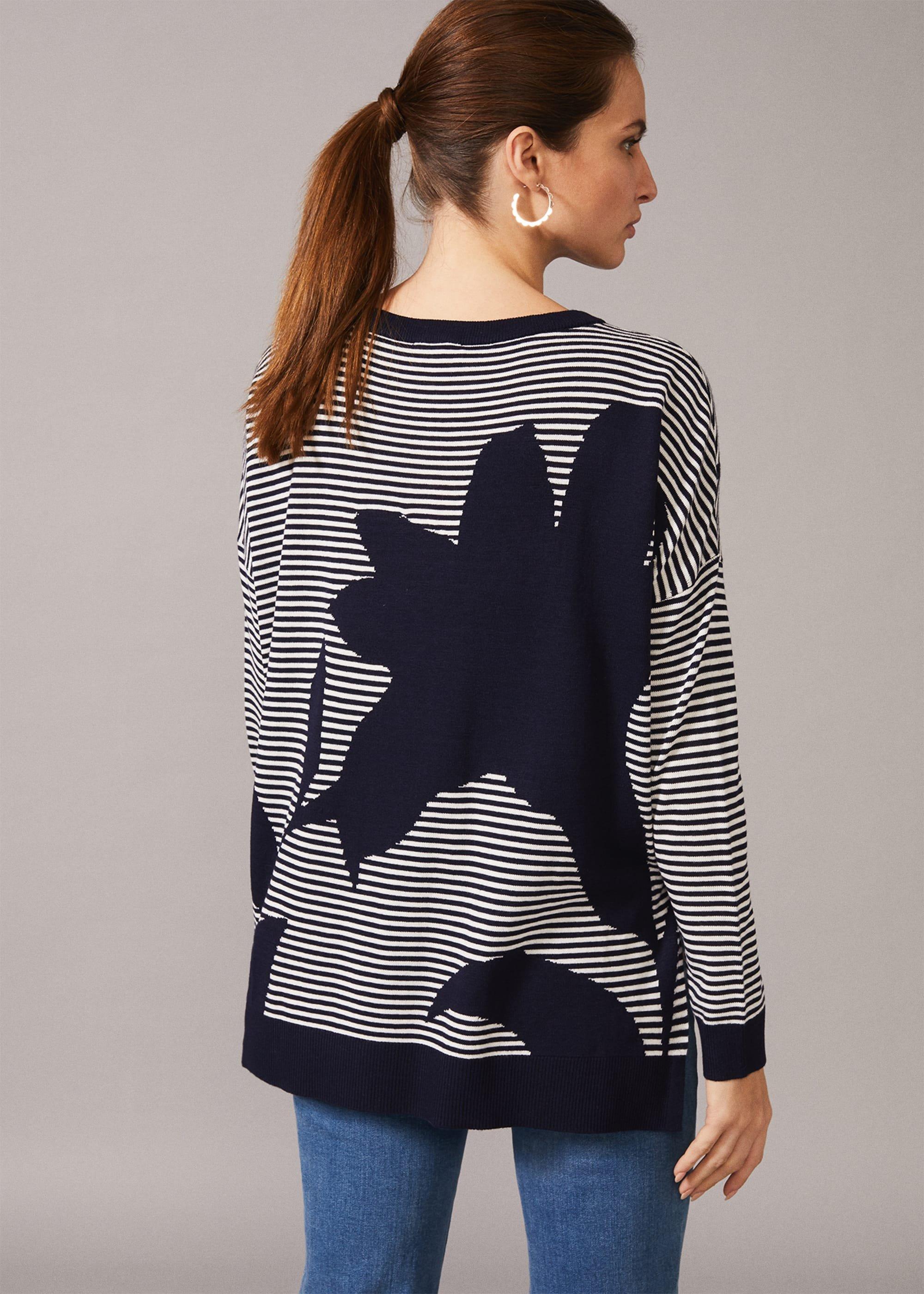 Iana Leaf Stripe Intarsia Jumper