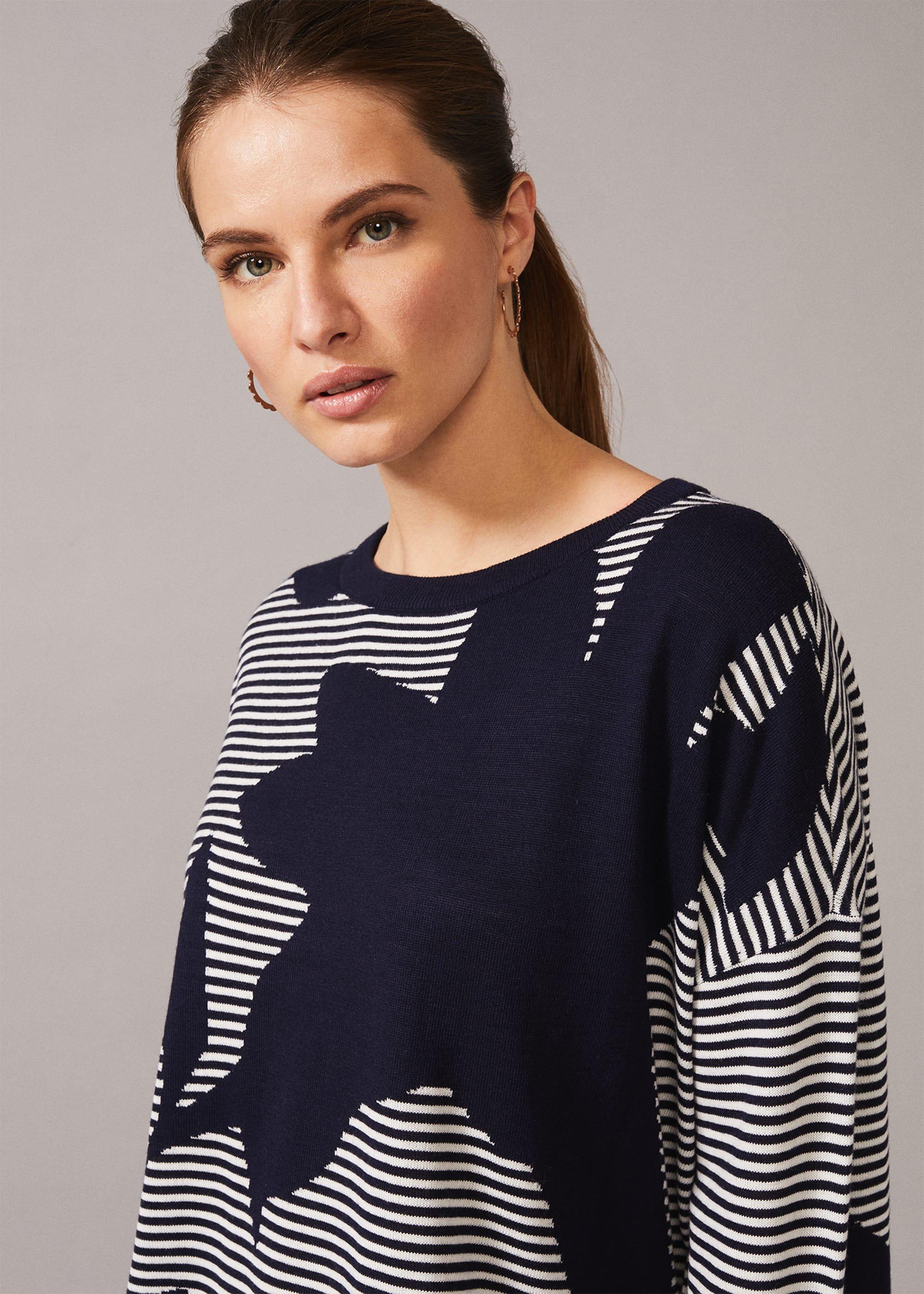 Iana Leaf Stripe Intarsia Jumper