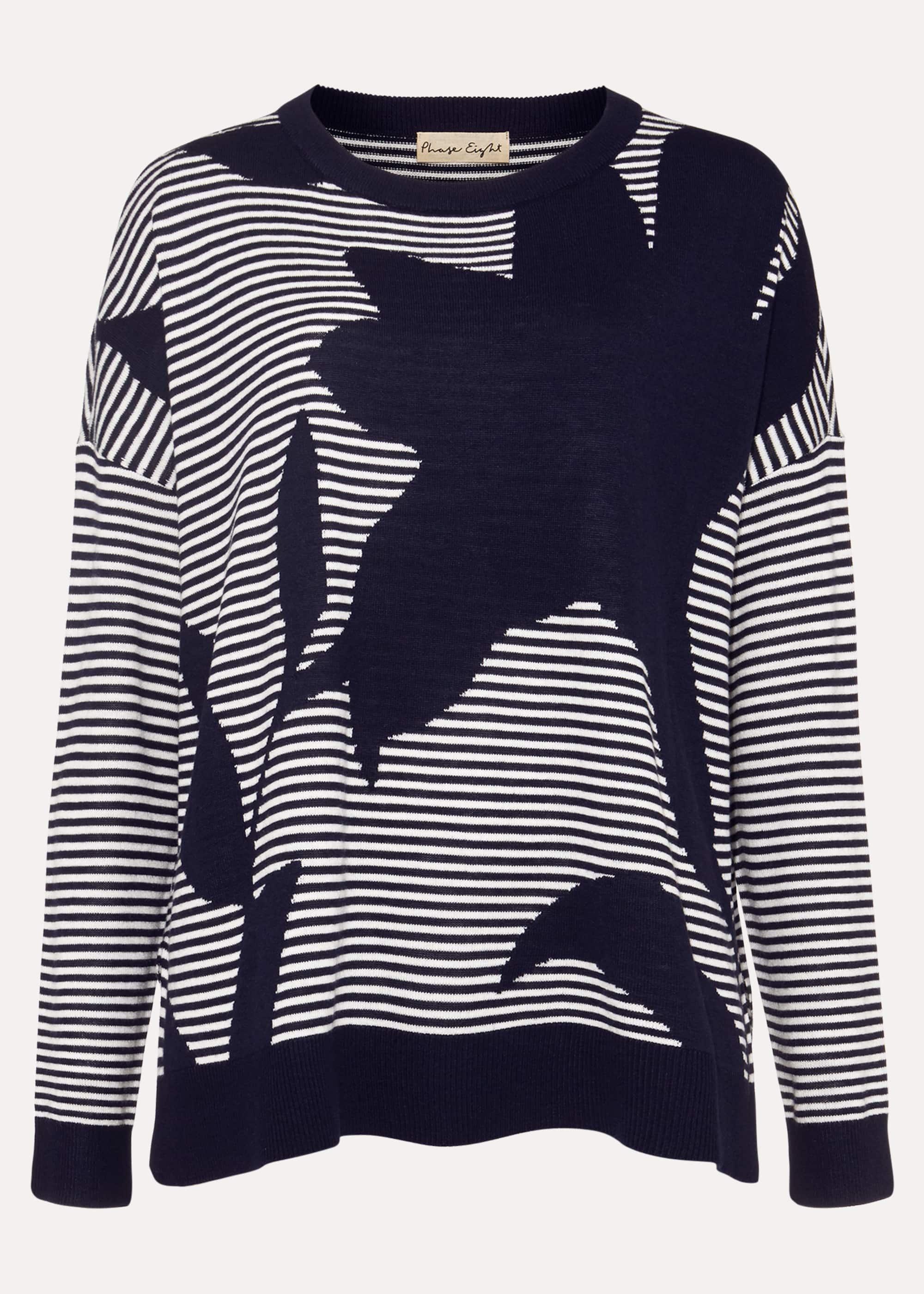 Iana Leaf Stripe Intarsia Jumper