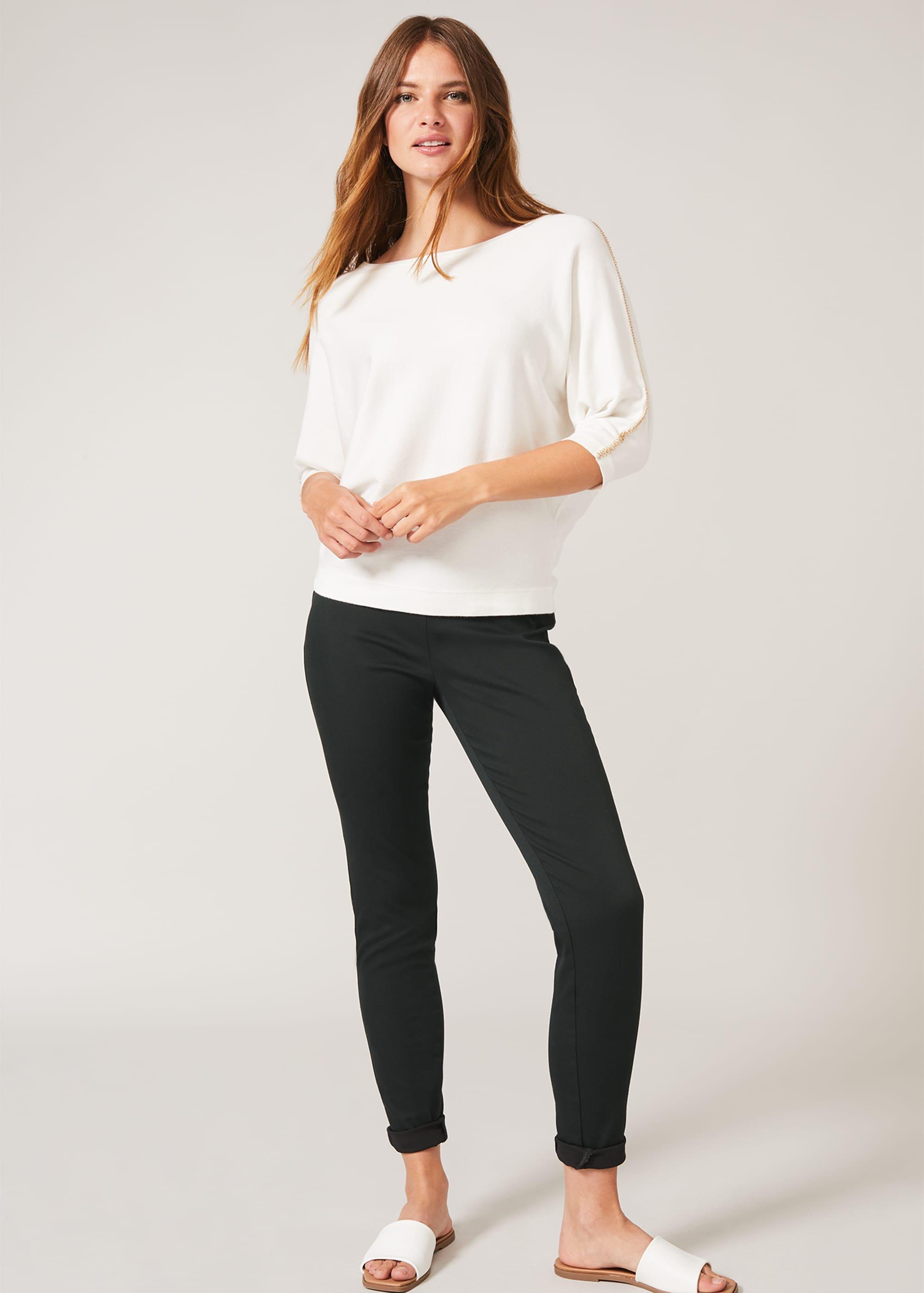Malica Metallic Leaf Trim Knit Top