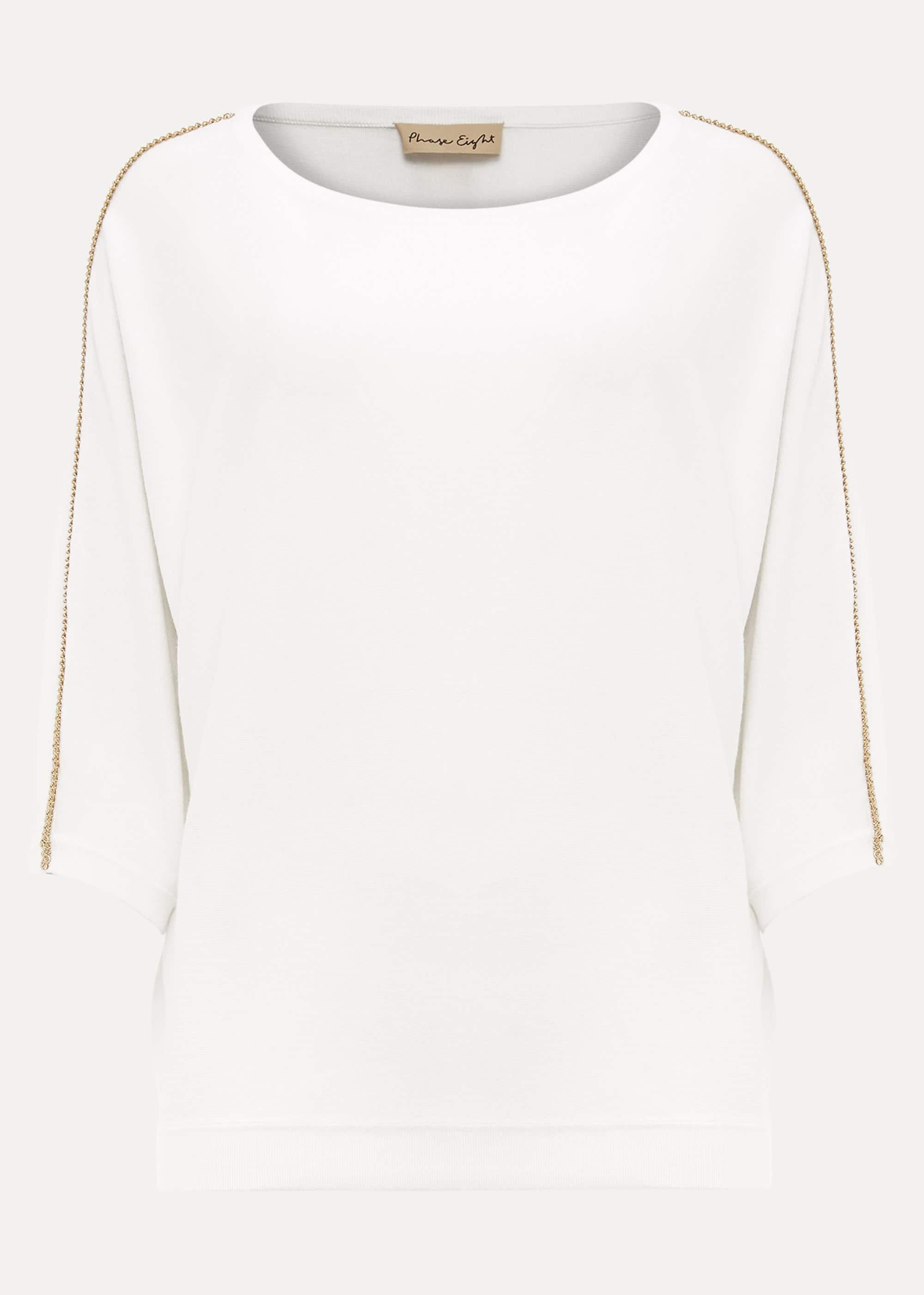 Malica Metallic Leaf Trim Knit Top