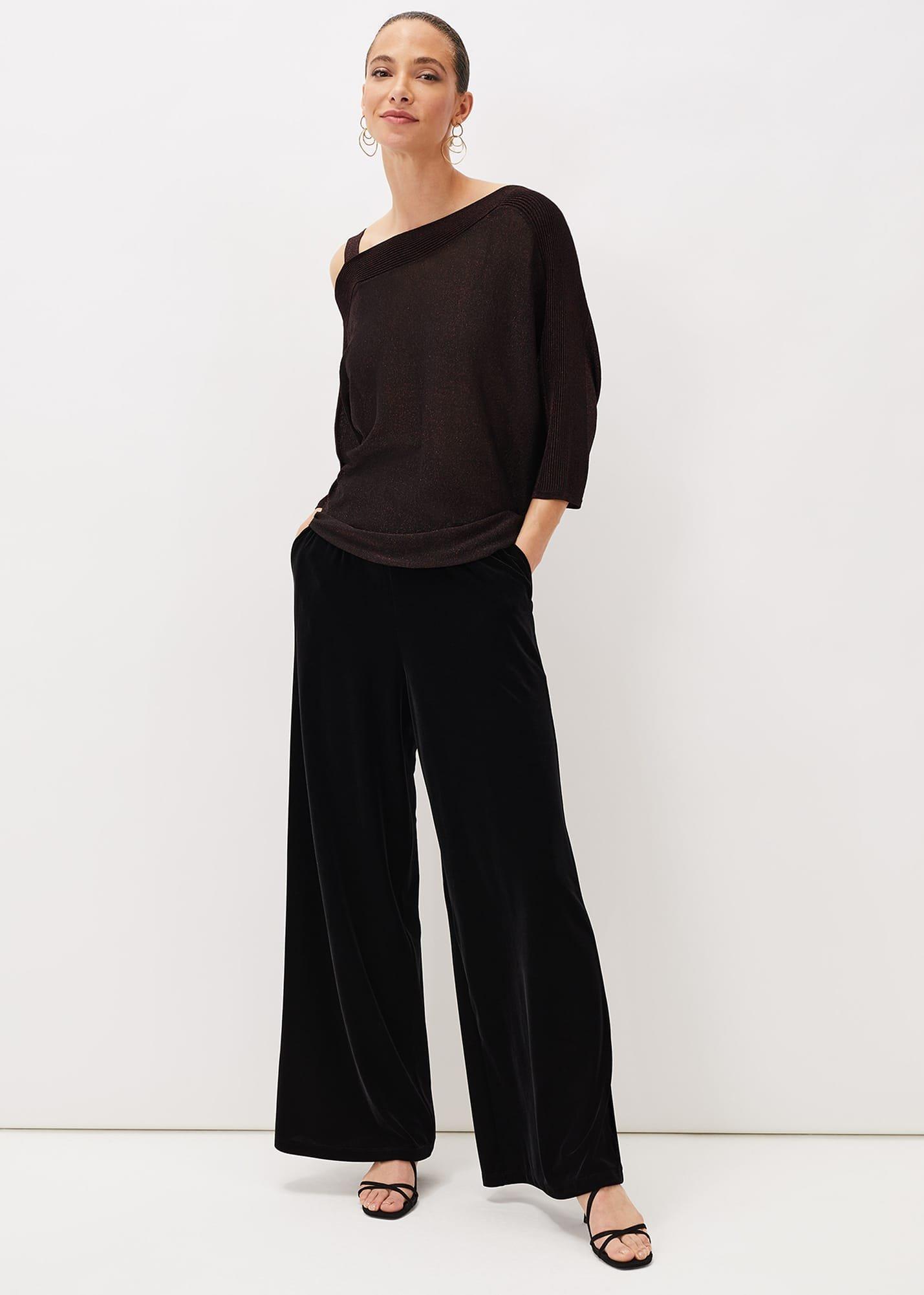Aine Shimmer One Shoulder Knit Top