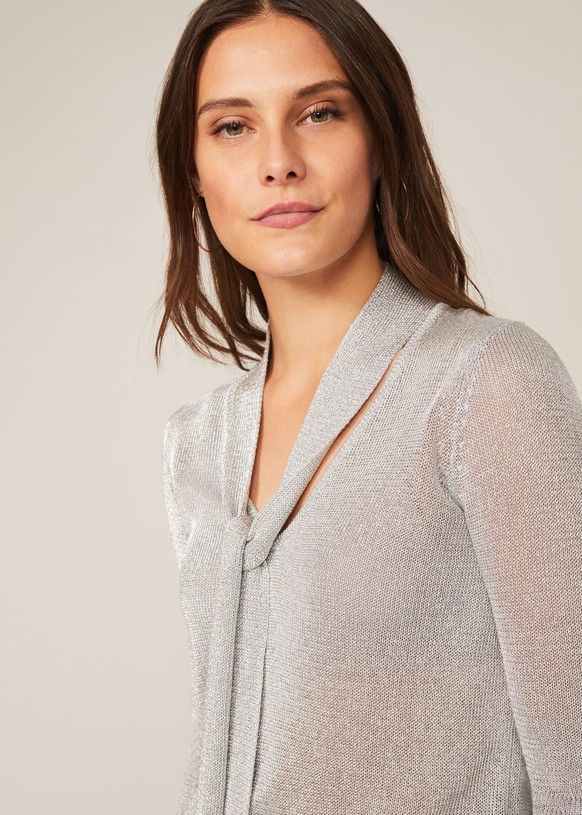 Matil Metallic Scarf Knit Top