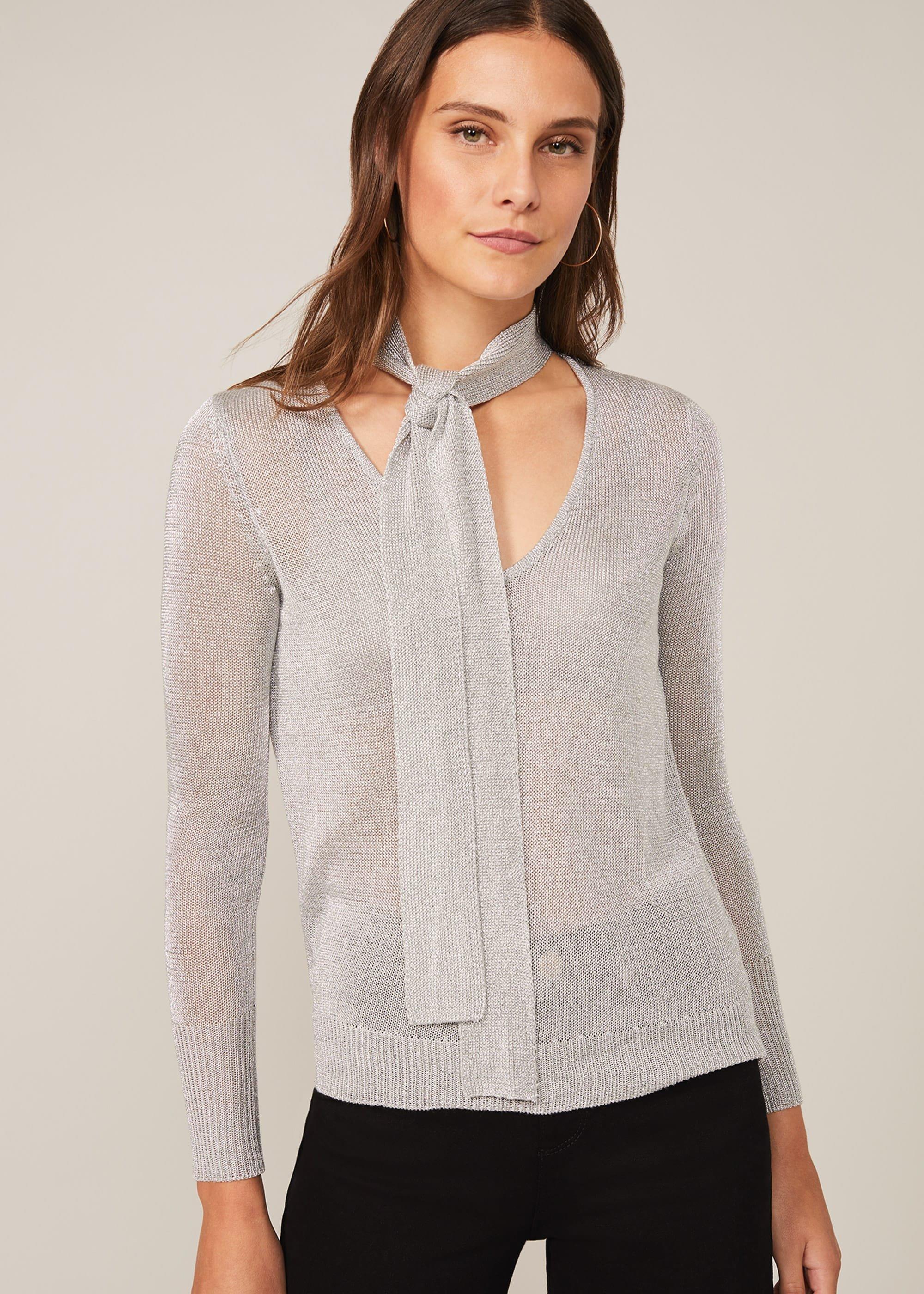 Matil Metallic Scarf Knit Top