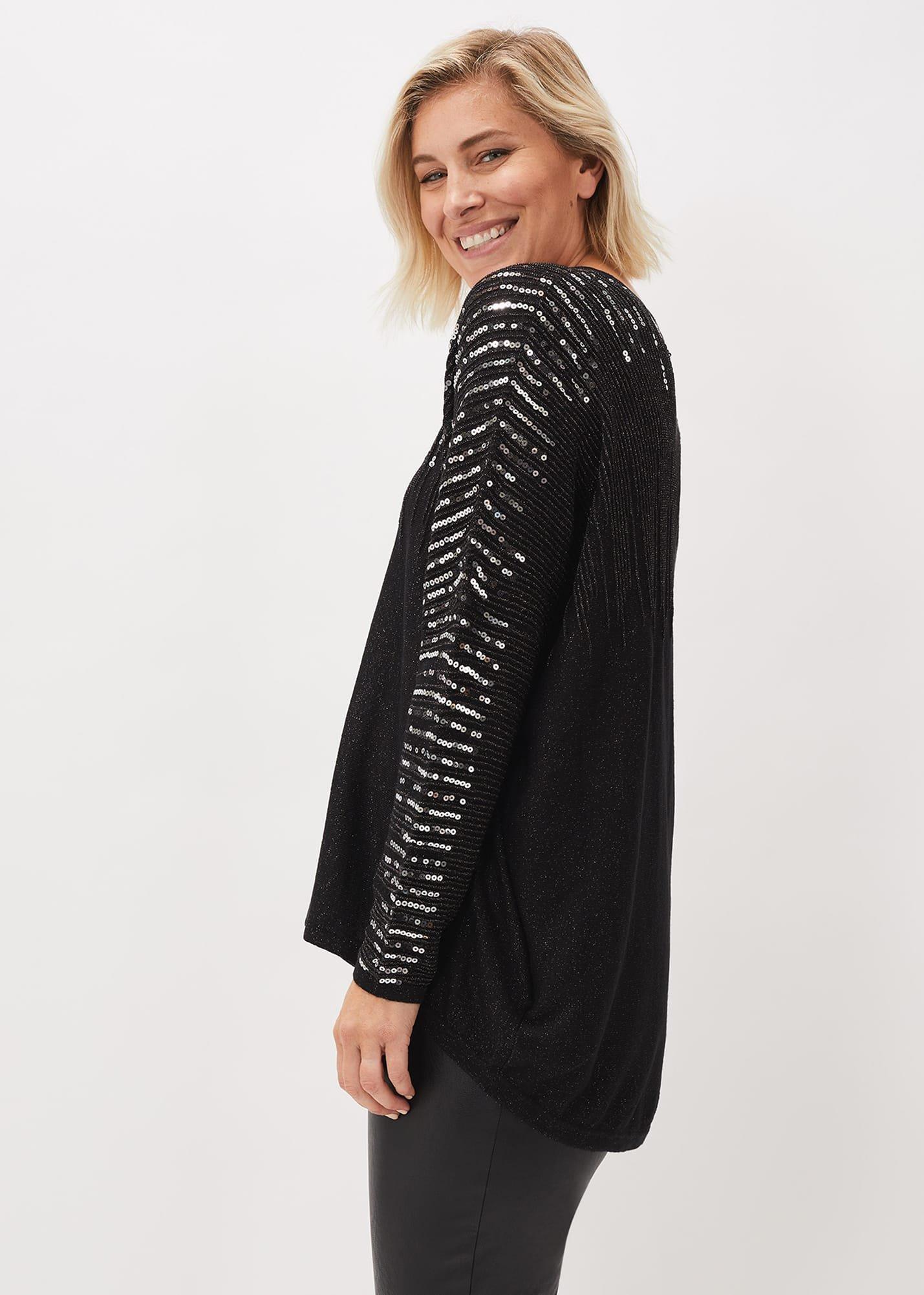 Jouri Sequin Shimmer Knit Top