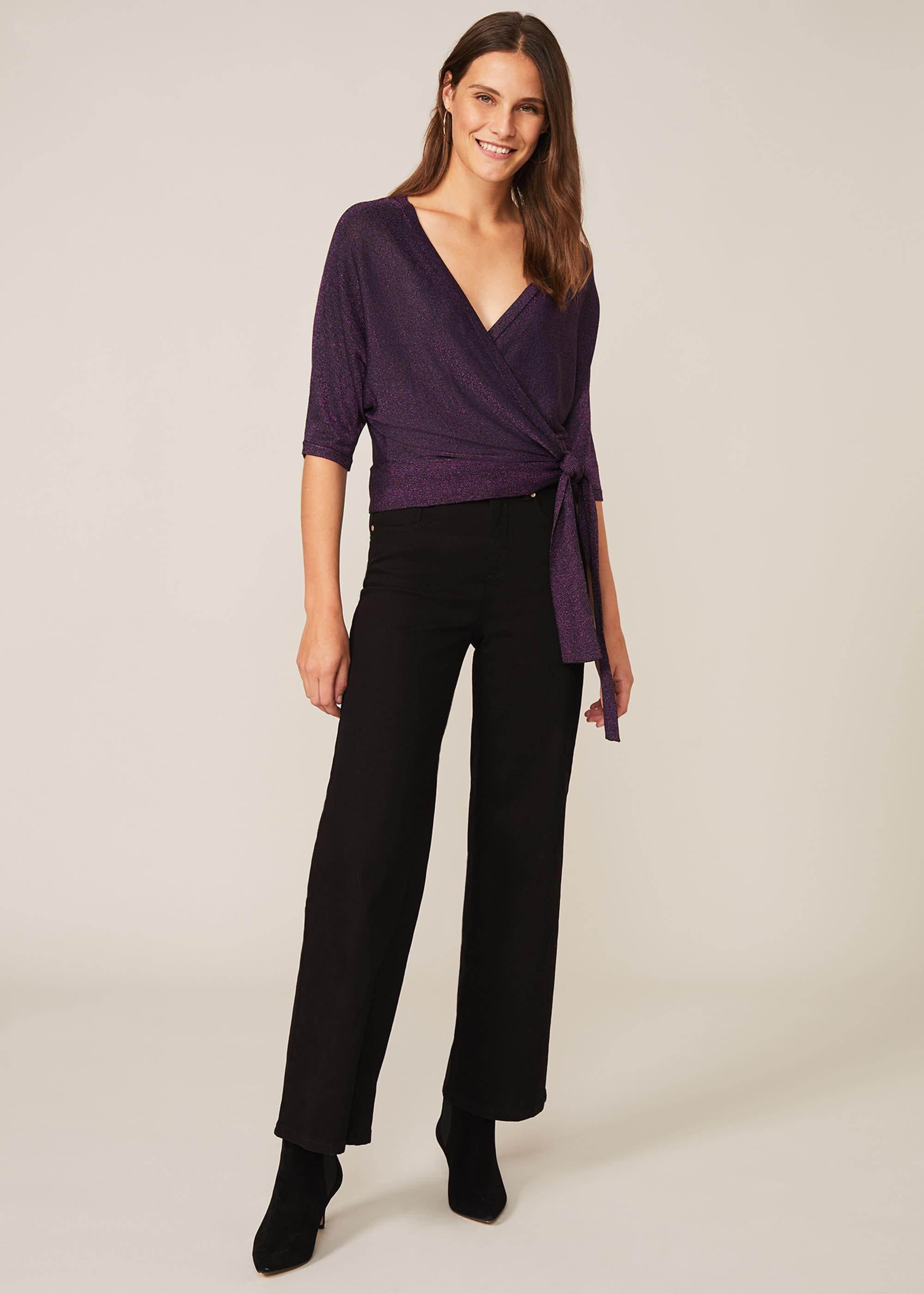 Harper Shimmer Wrap Knit Top