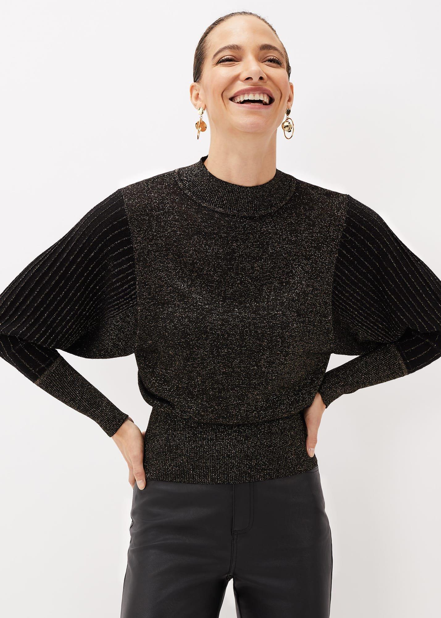 Gigi Batwing Sleeve Sparkle Knit Top