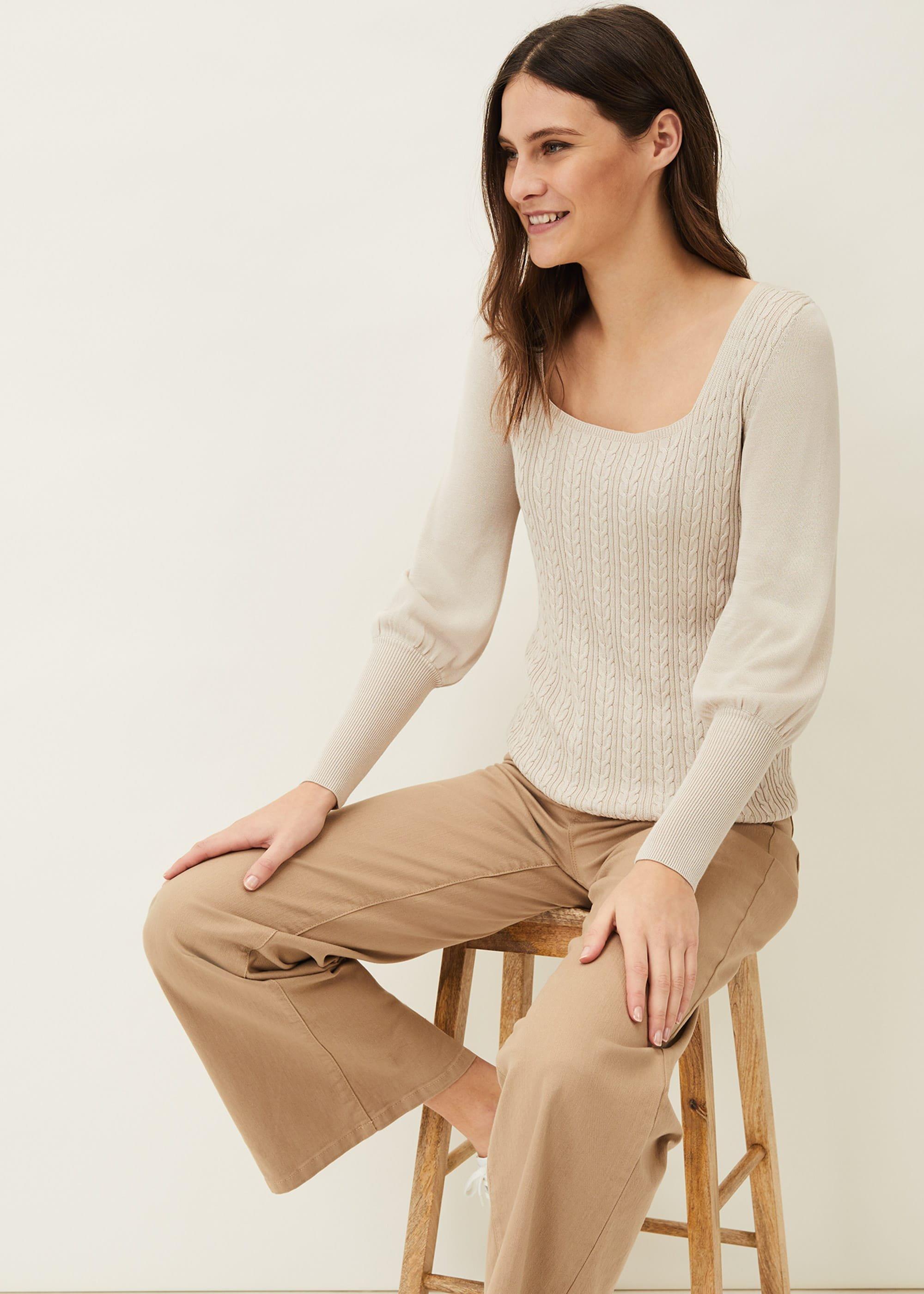 Lucca Square Neck Cable Knit Jumper