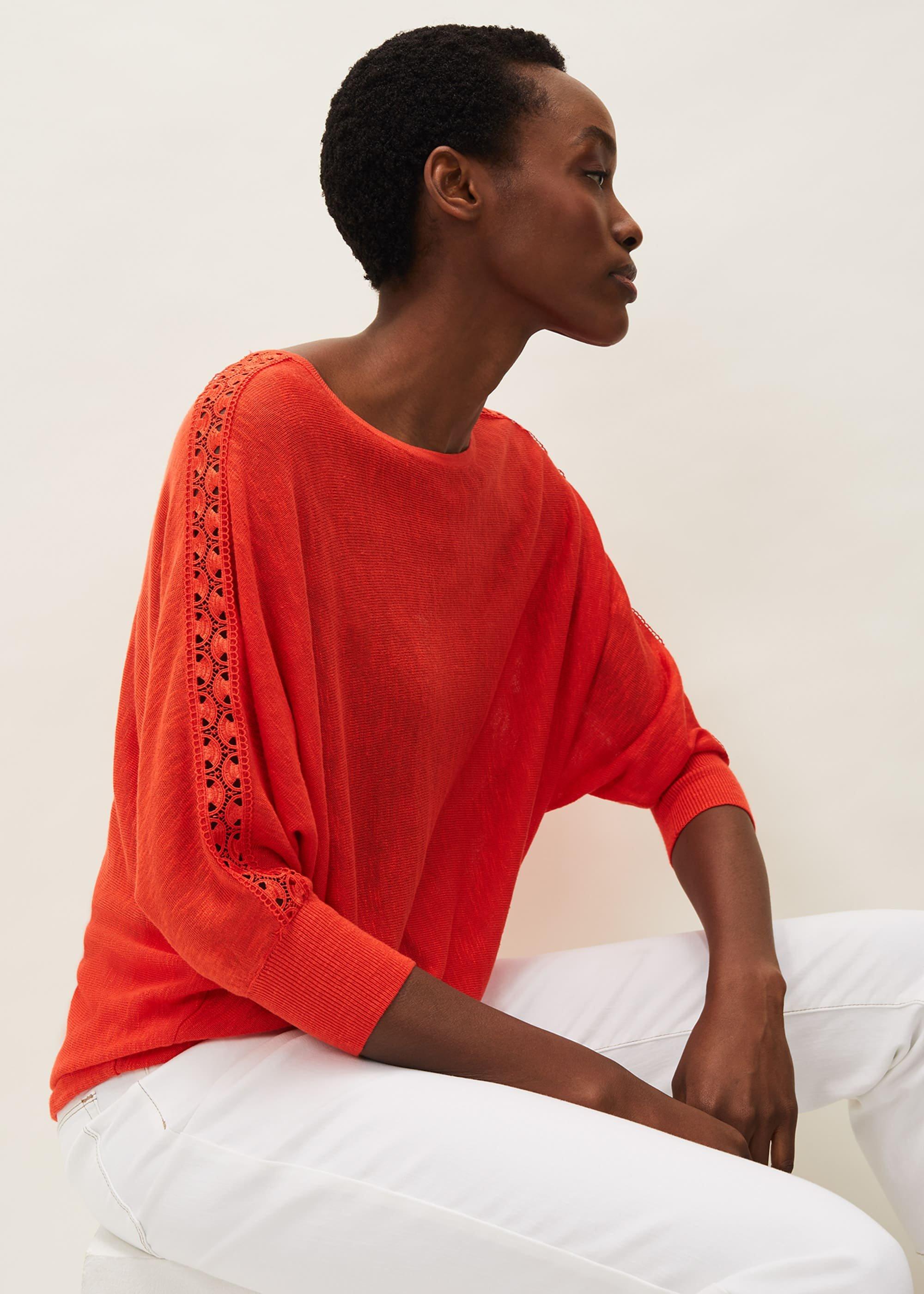 Talia Lace Trim Linen Top