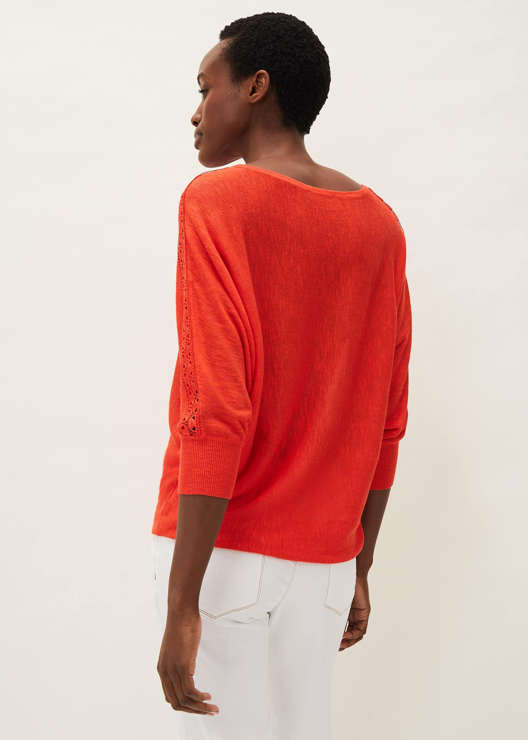 Talia Lace Trim Linen Top