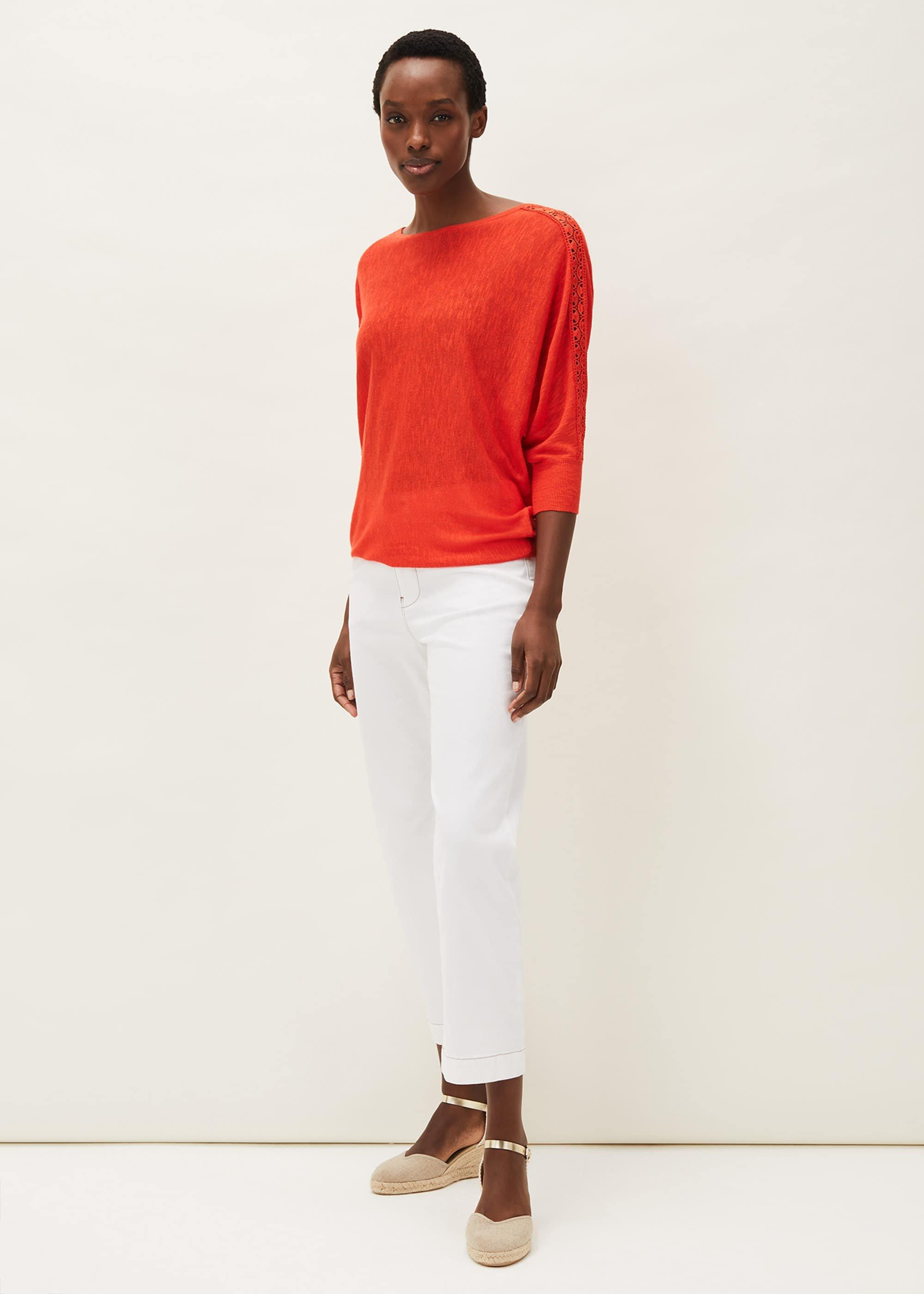 Talia Lace Trim Linen Top