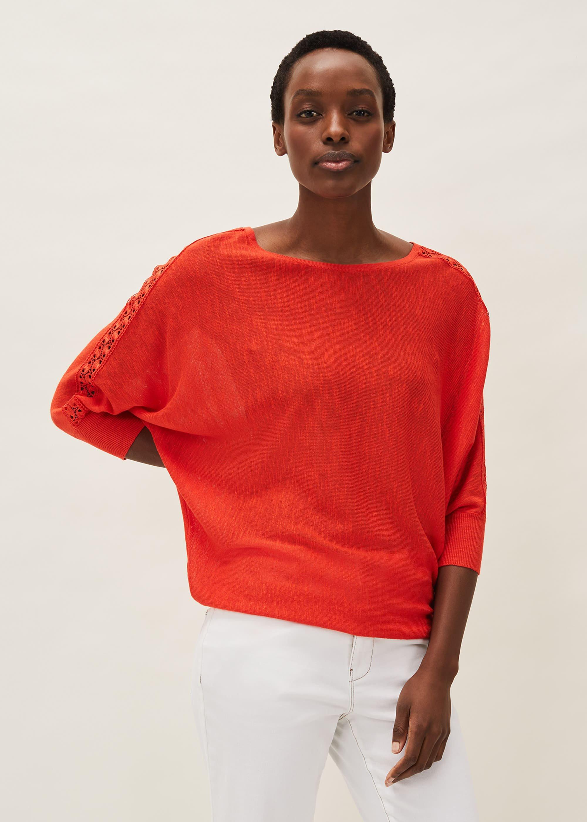Talia Lace Trim Linen Top