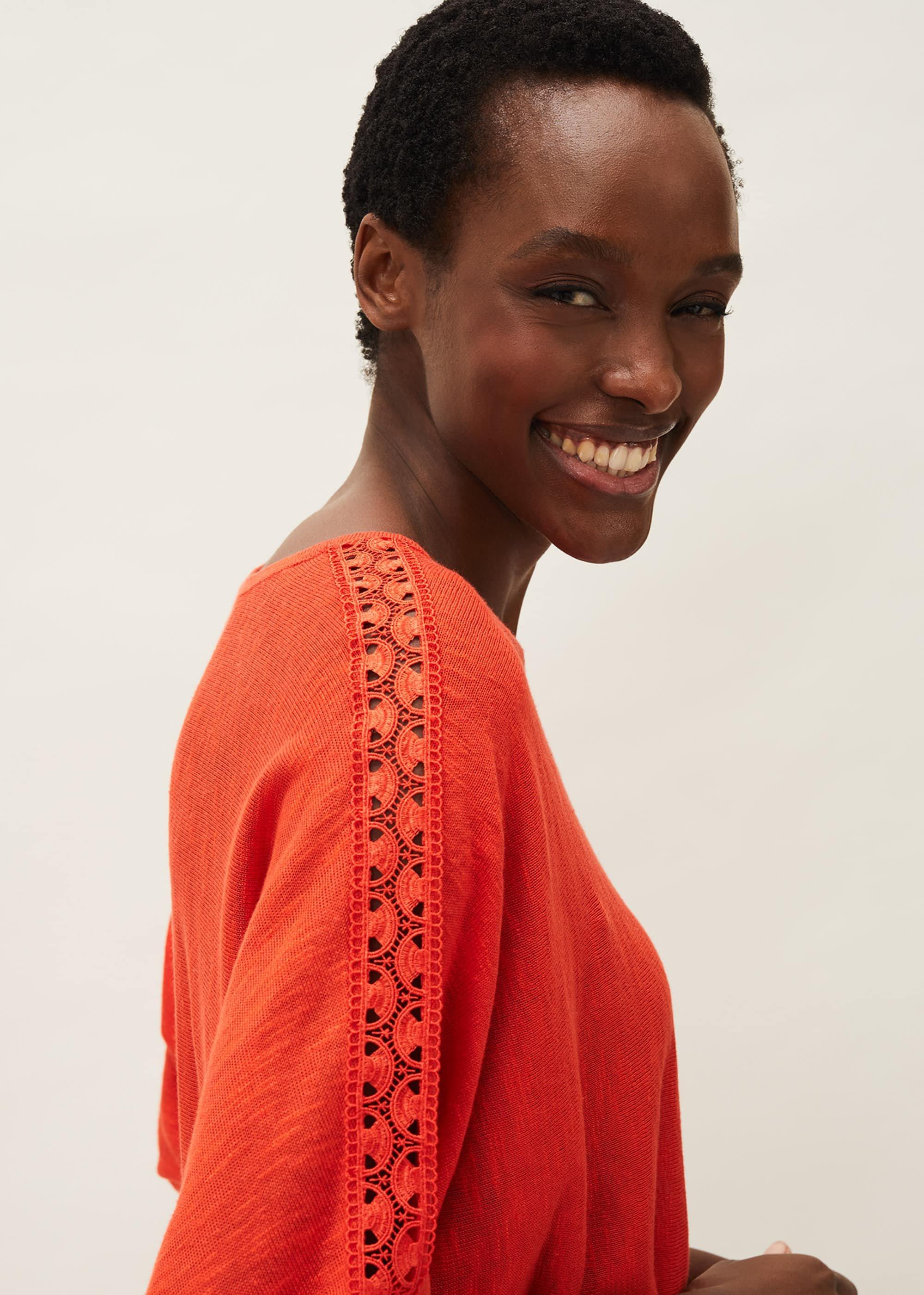 Talia Lace Trim Linen Top