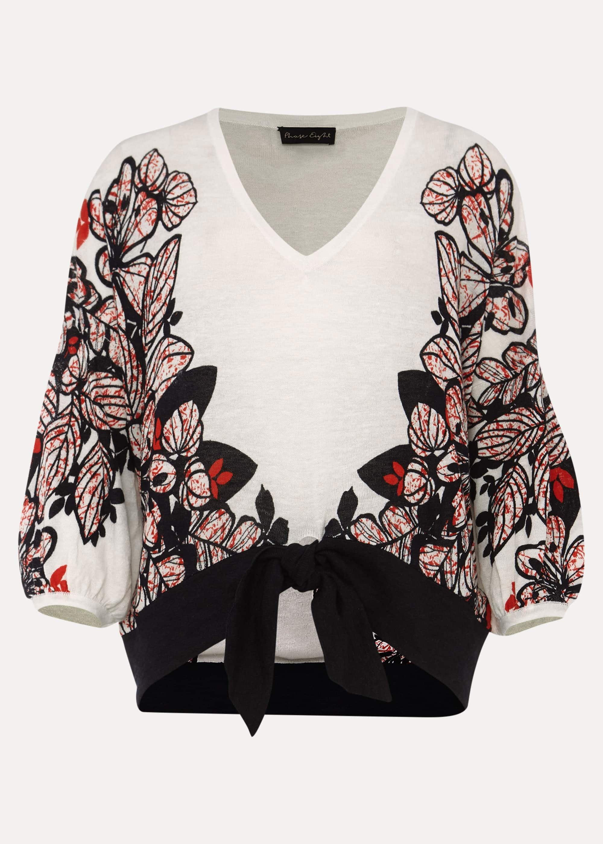 Pearla Tie Front Linen Blend Jumper
