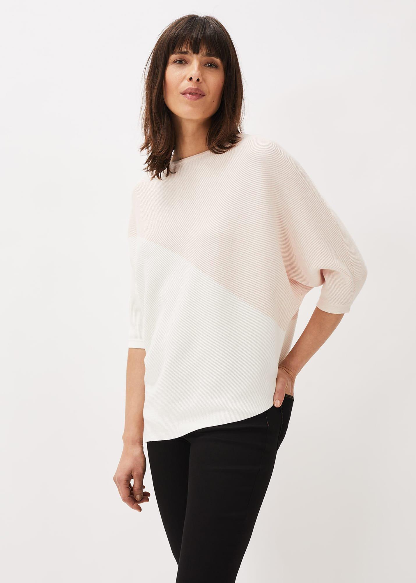 Bethanie Colourblock Ribbed Asymmetric Hem Jumper