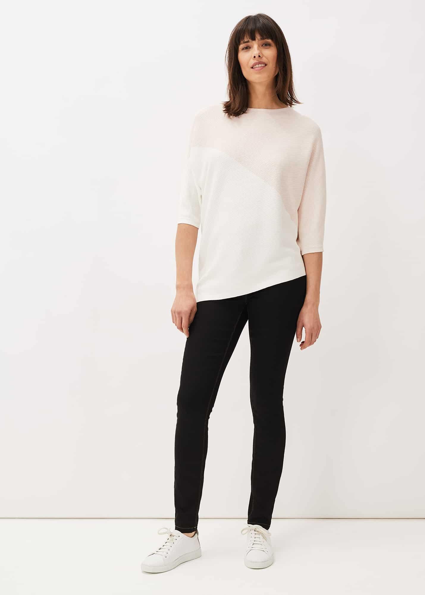 Bethanie Colourblock Ribbed Asymmetric Hem Jumper