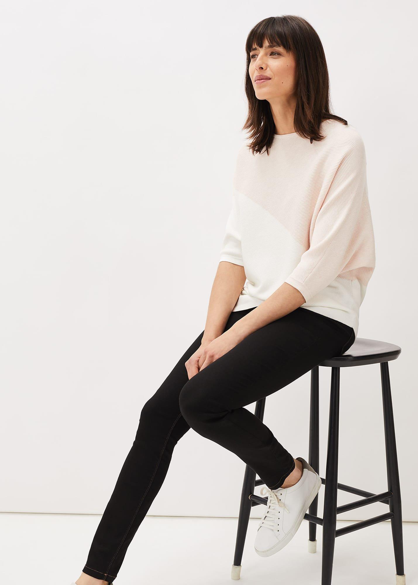 Bethanie Colourblock Ribbed Asymmetric Hem Jumper