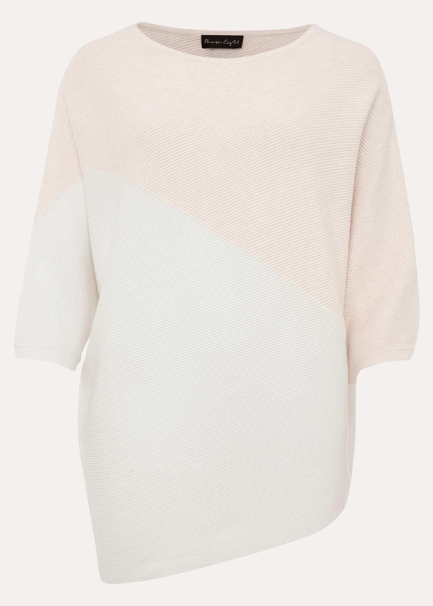 Bethanie Colourblock Ribbed Asymmetric Hem Jumper