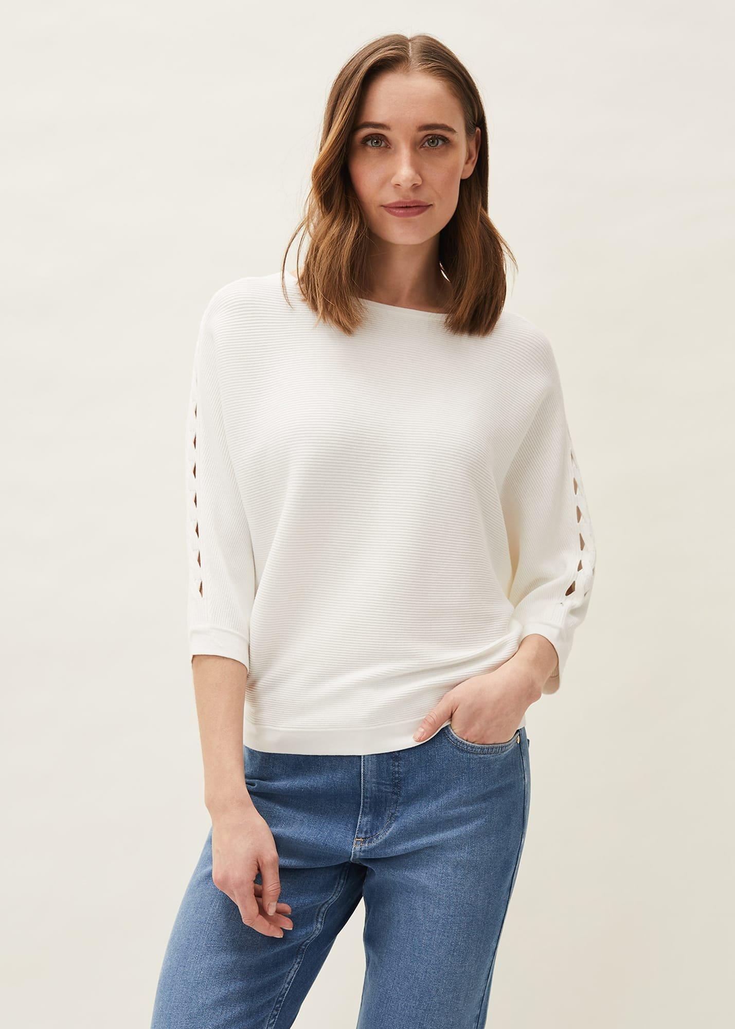 Cristine Cutwork Sleeve Detail Batwing Knit Jumper