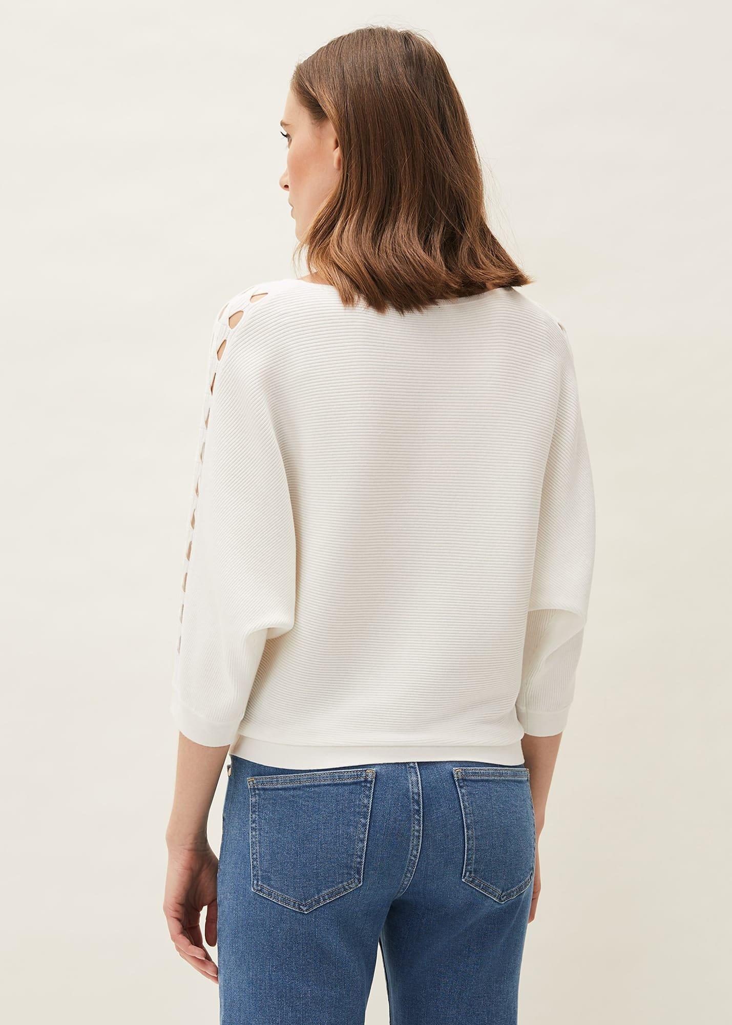 Cristine Cutwork Sleeve Detail Batwing Knit Jumper