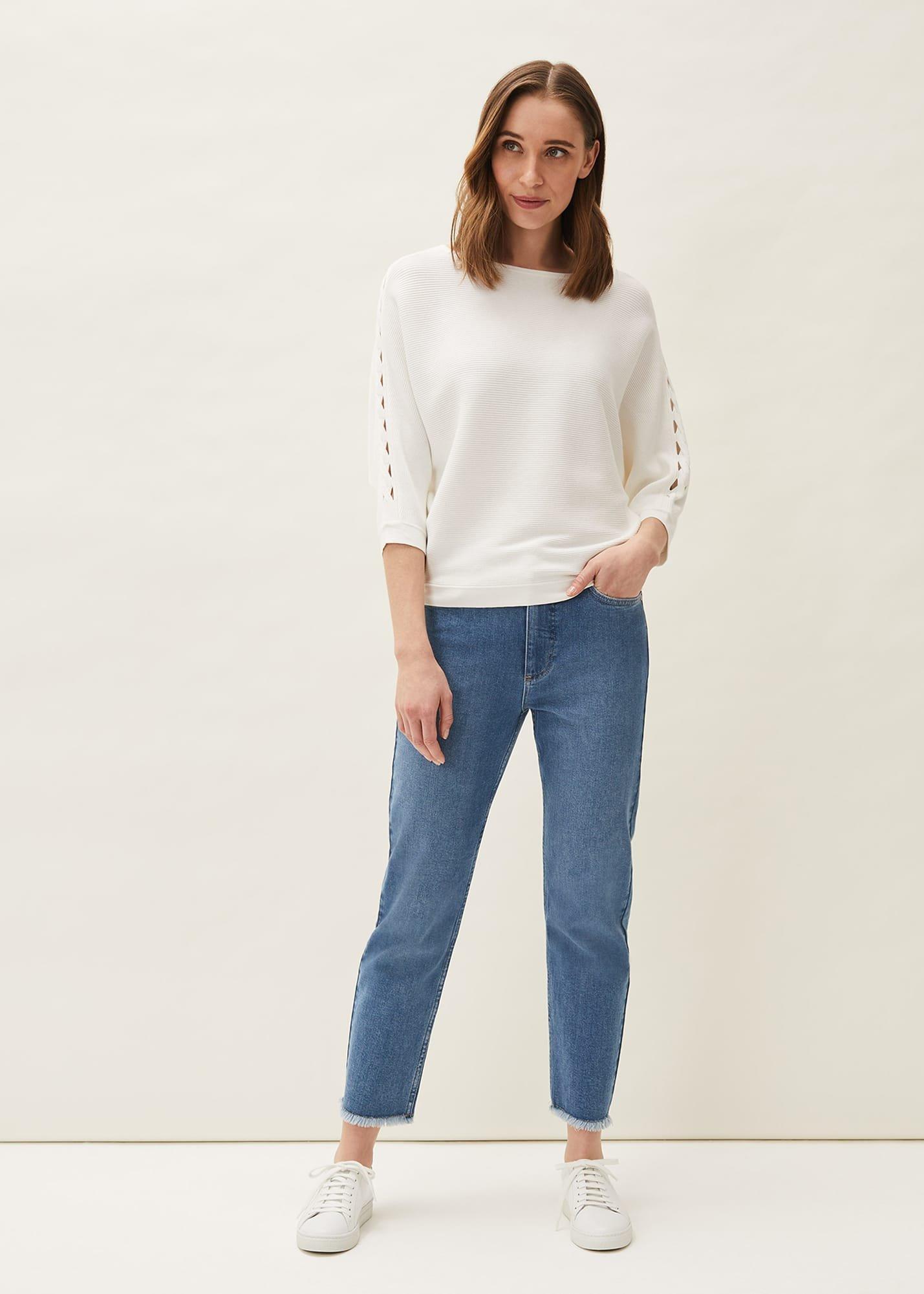Cristine Cutwork Sleeve Detail Batwing Knit Jumper