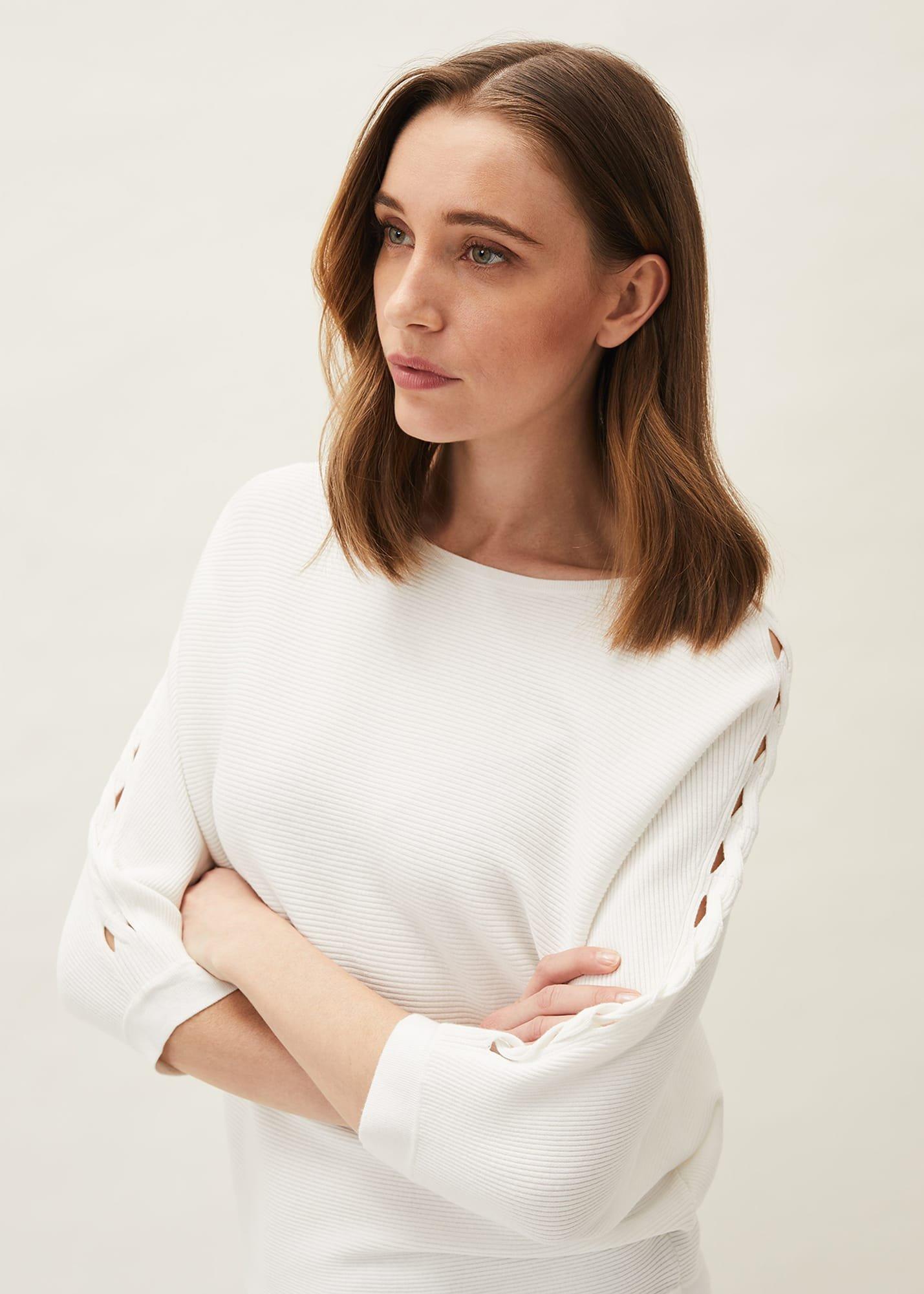 Cristine Cutwork Sleeve Detail Batwing Knit Jumper