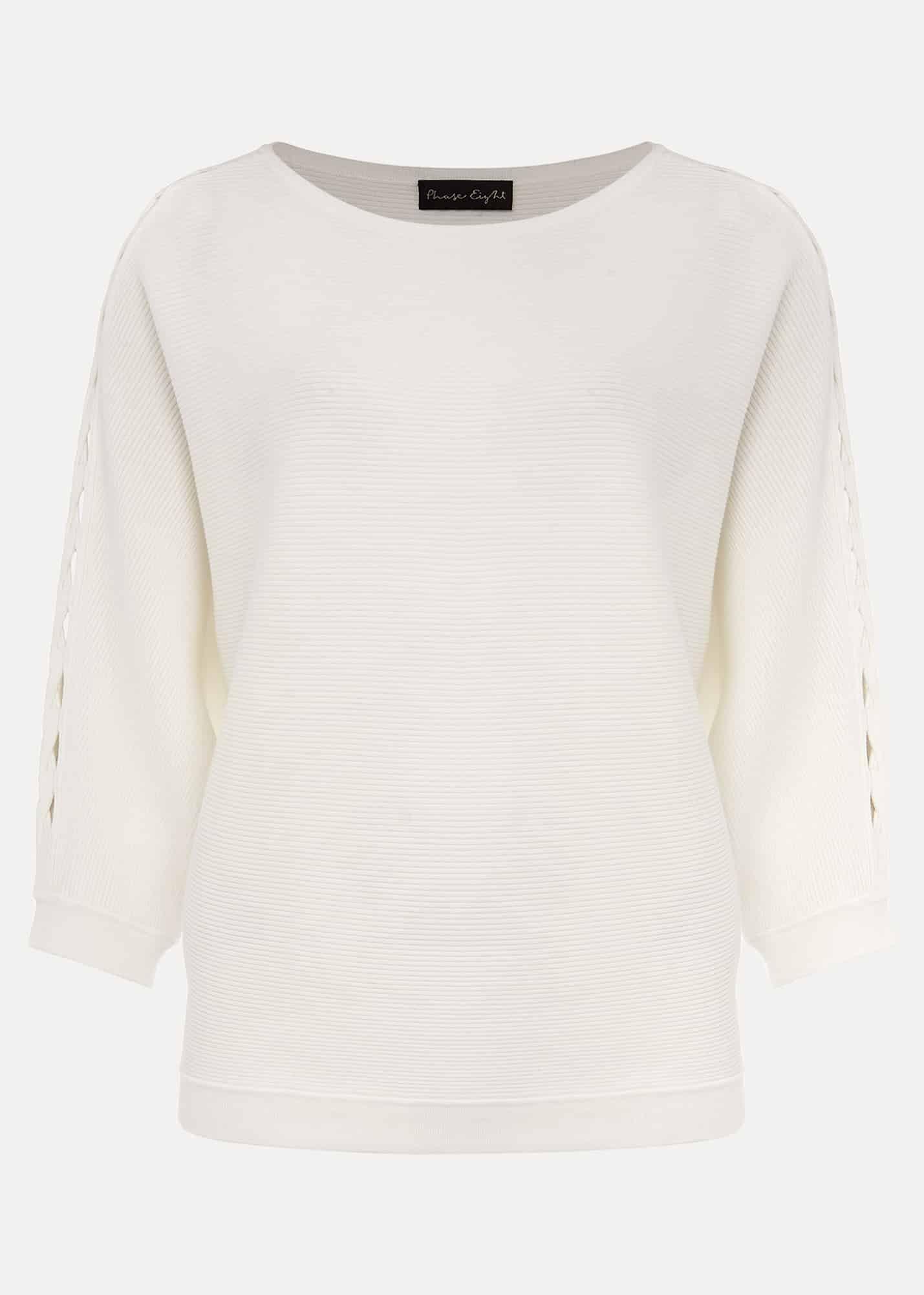 Cristine Cutwork Sleeve Detail Batwing Knit Jumper