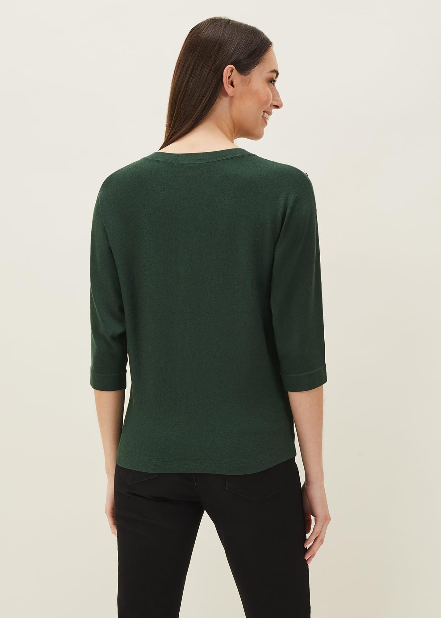 Cristine Button Detail Batwing Sleeve Jumper