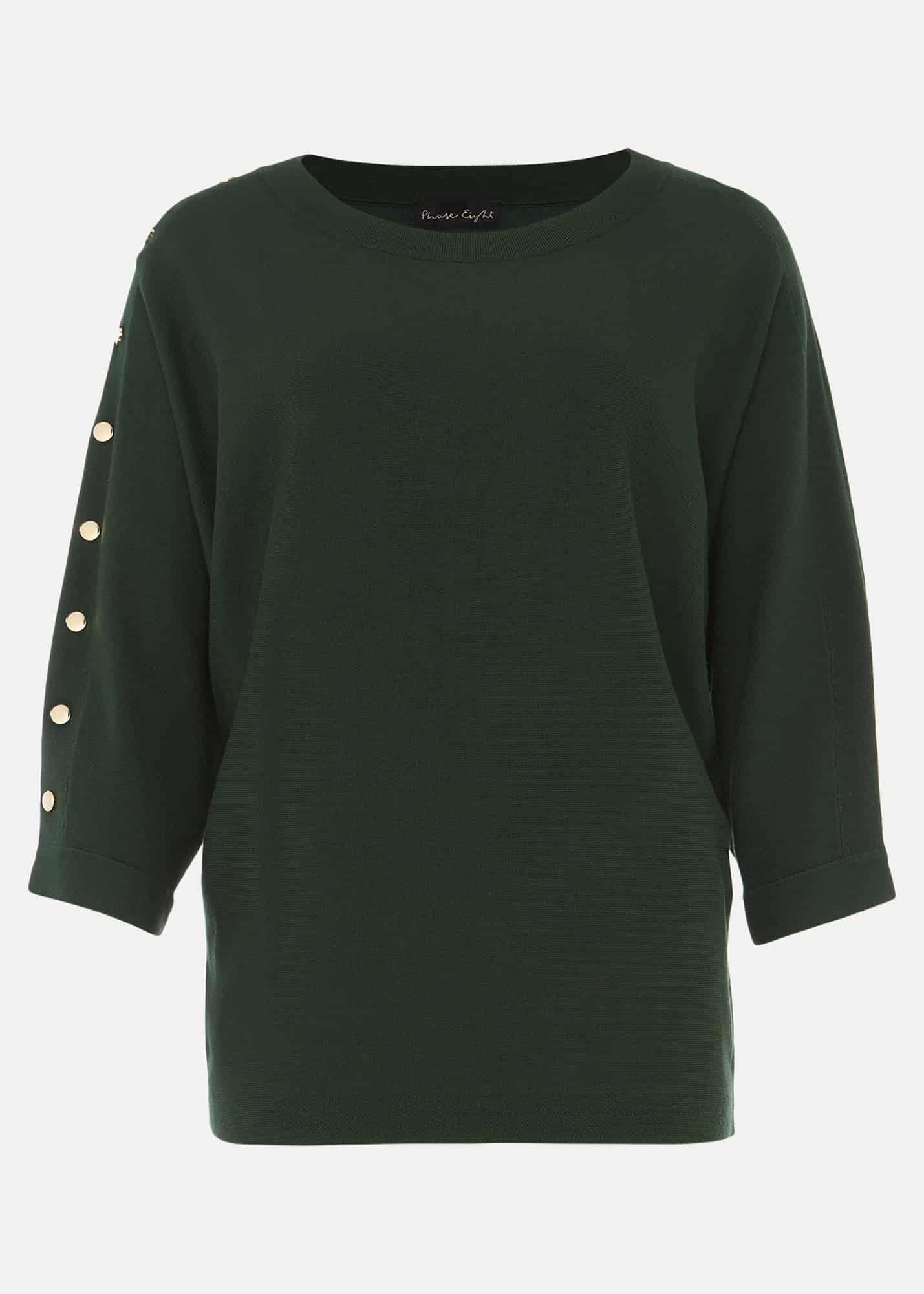 Cristine Button Detail Batwing Sleeve Jumper