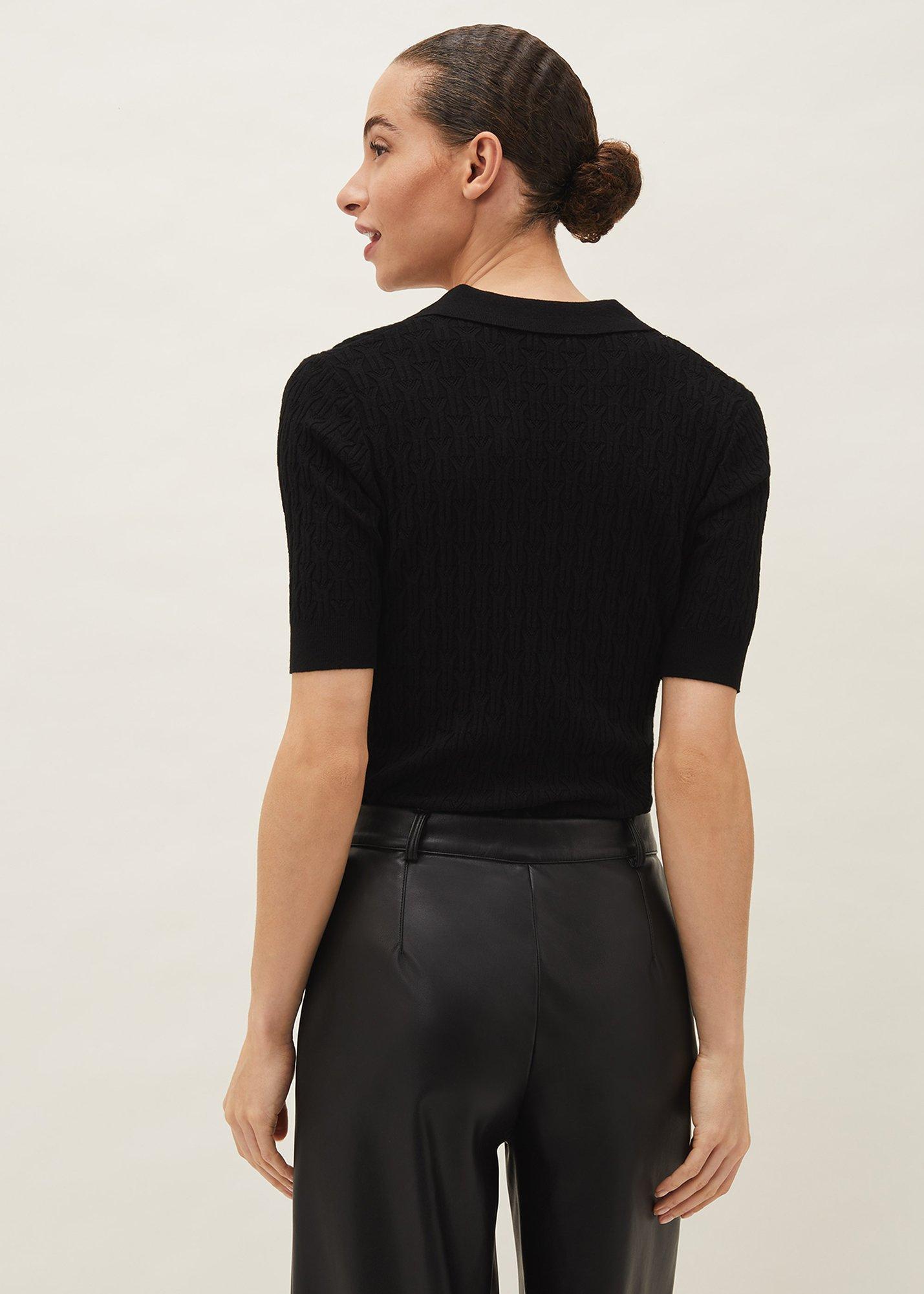 Sue Ribbed Polo Neck Top