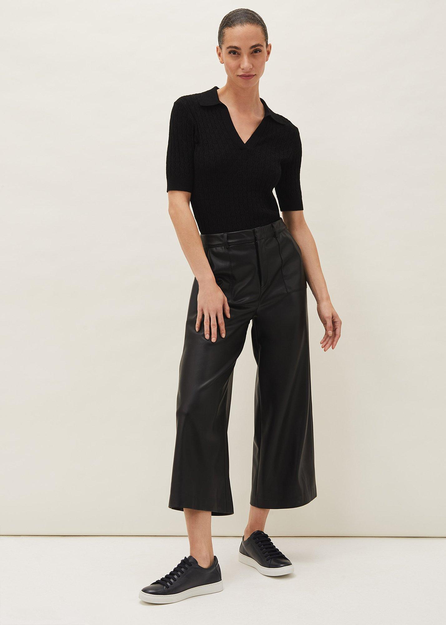 Sue Ribbed Polo Neck Top