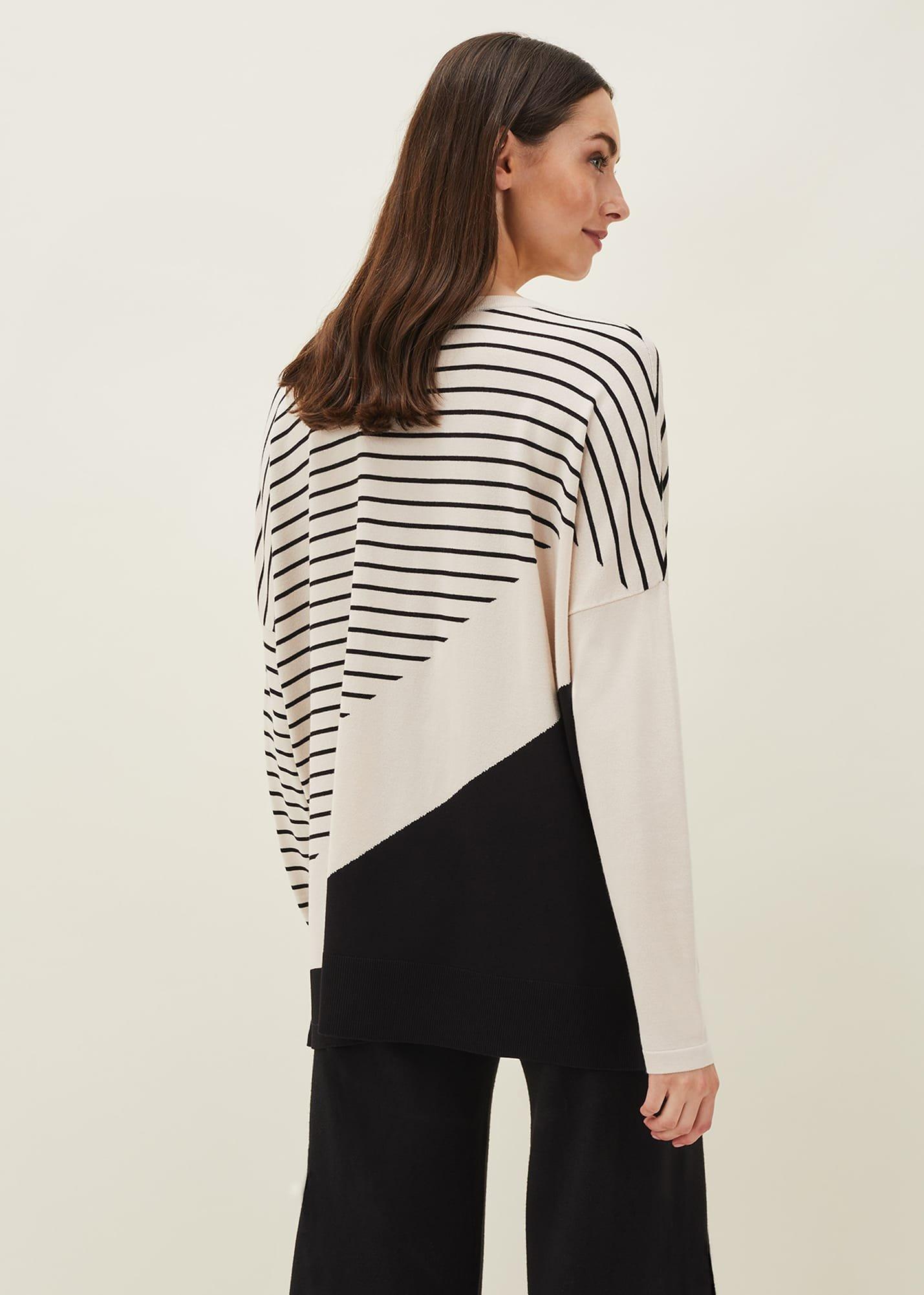 Belsa Stripe Colourblock Fine Knit Jumper
