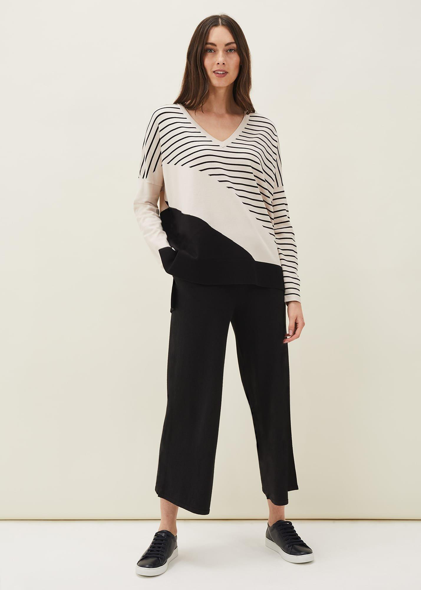 Belsa Stripe Colourblock Fine Knit Jumper