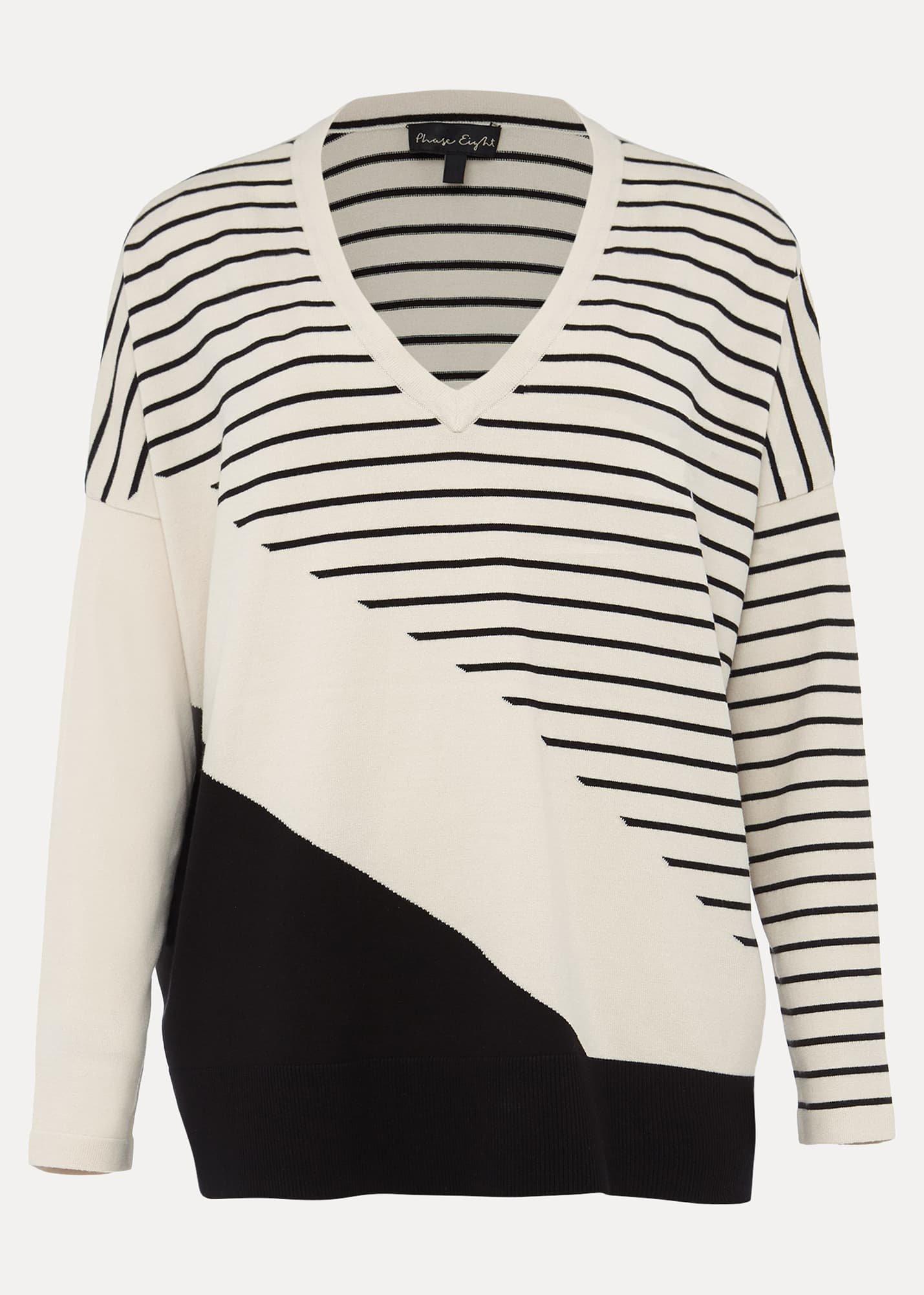 Belsa Stripe Colourblock Fine Knit Jumper