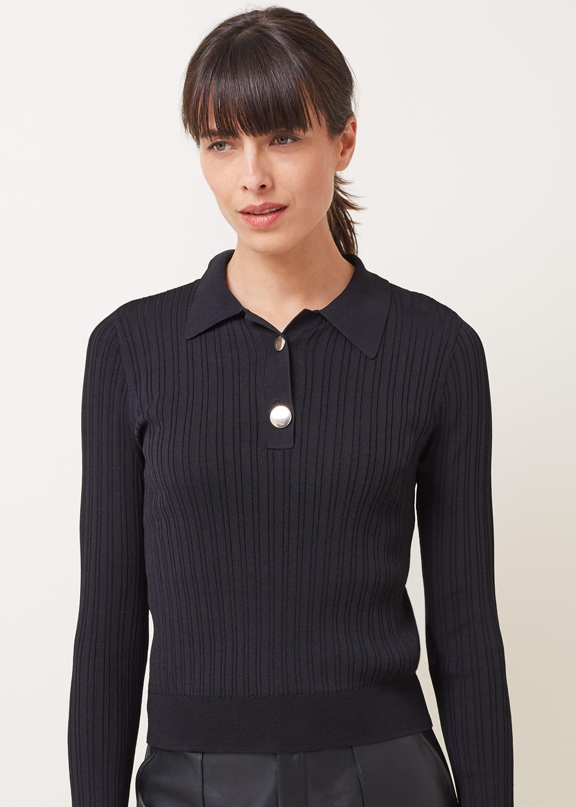 Violet Textured Polo Neck Jumper