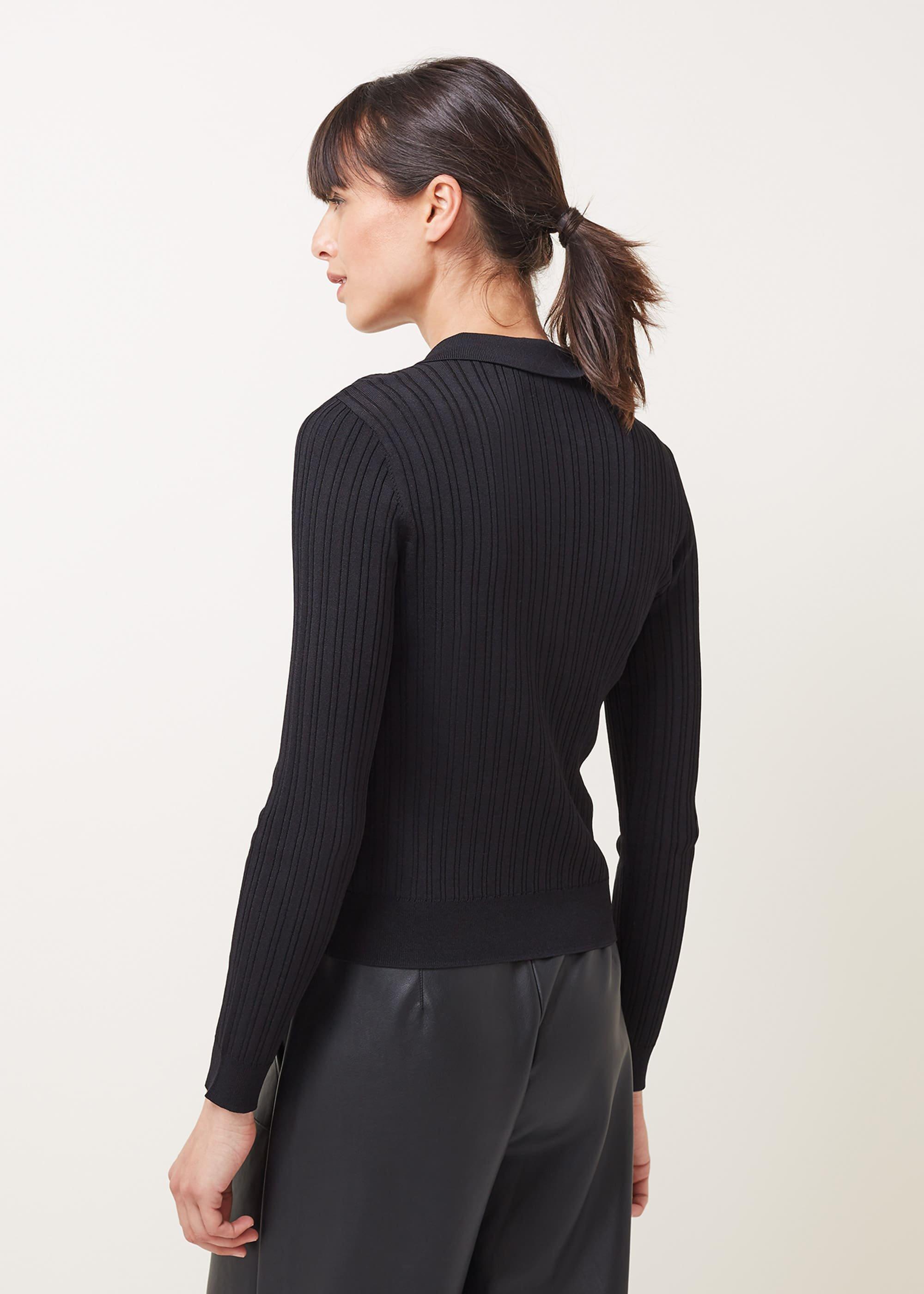 Violet Textured Polo Neck Jumper