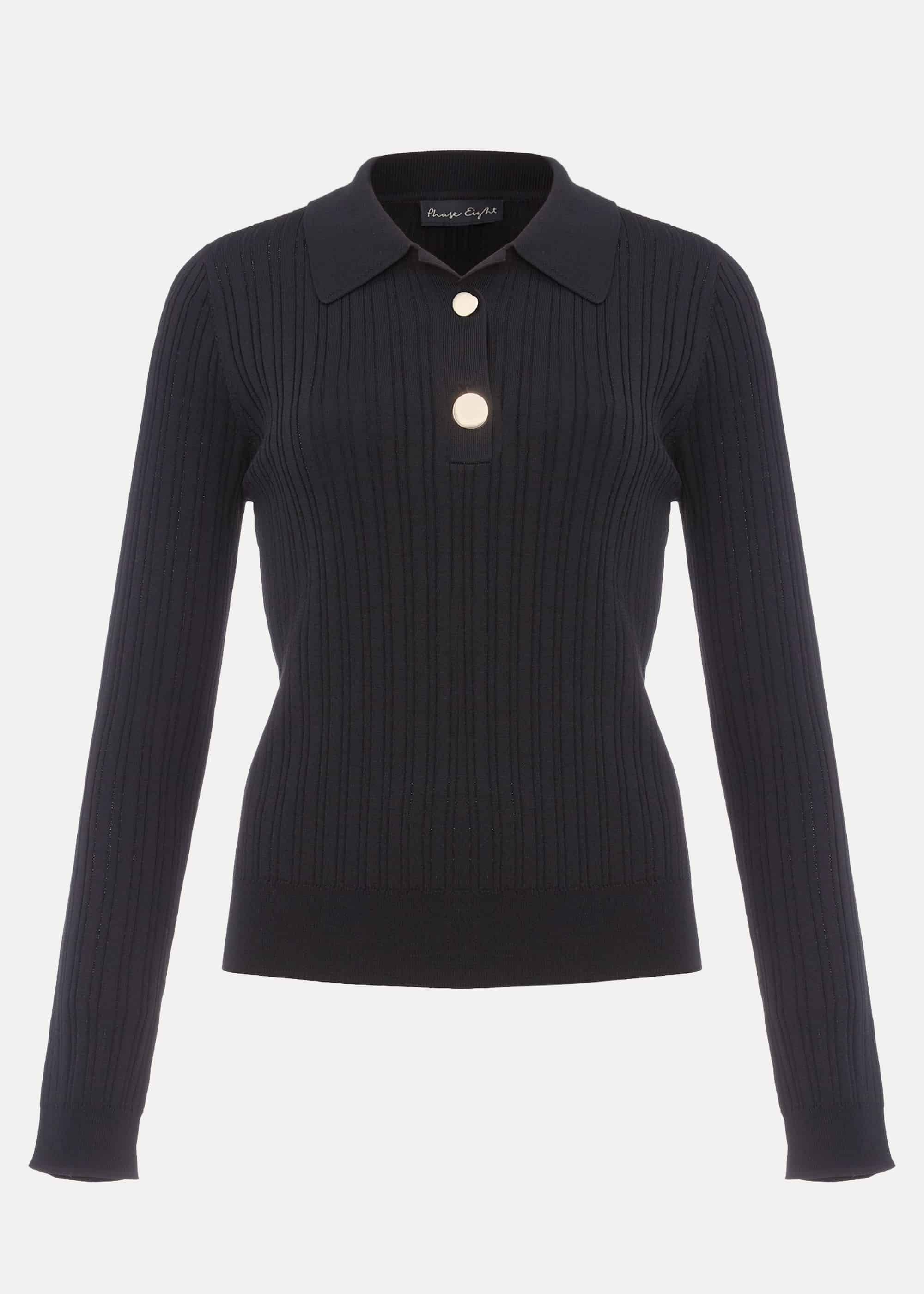 Violet Textured Polo Neck Jumper