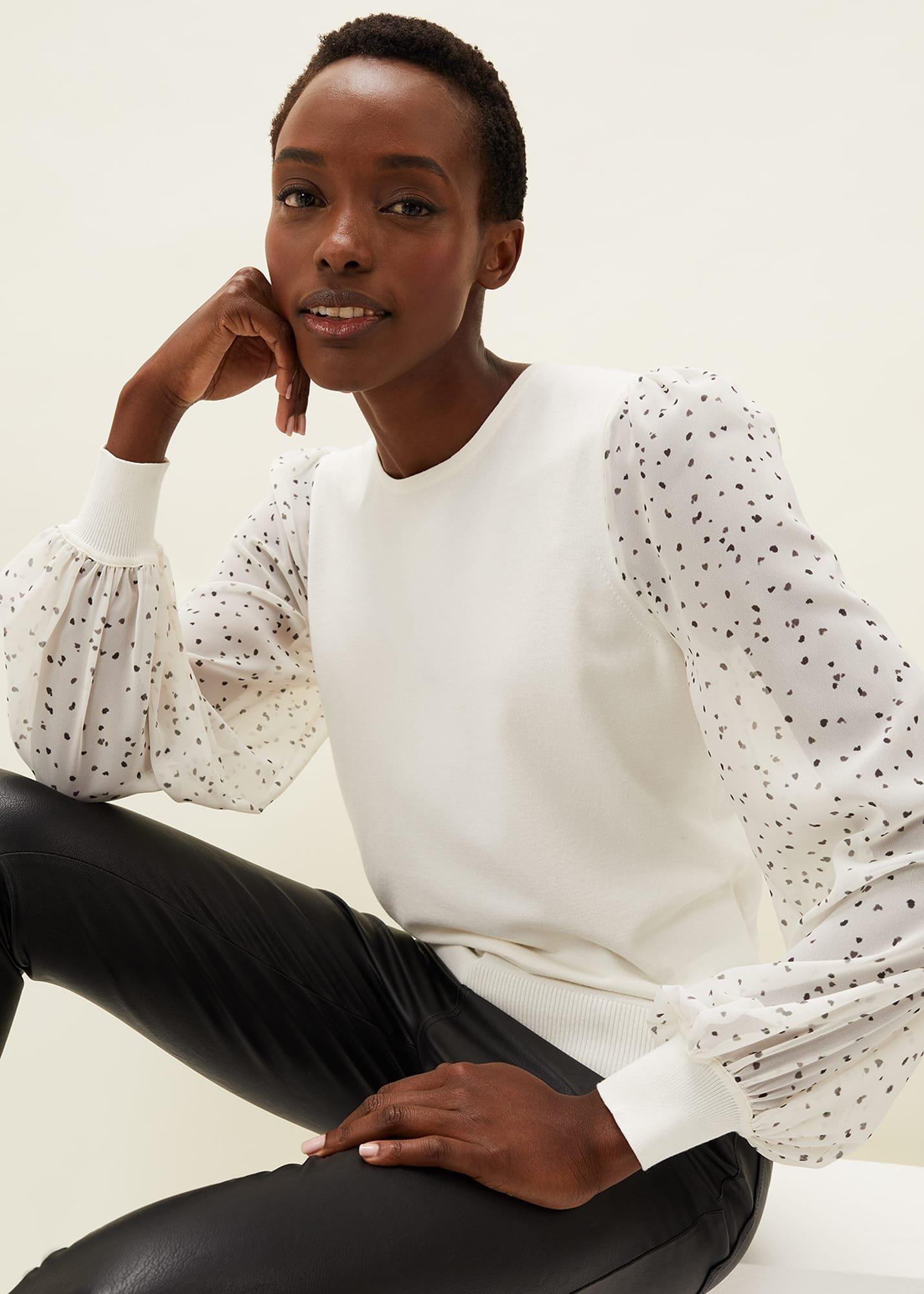 Katina Spot Print Balloon Sleeve Jumper