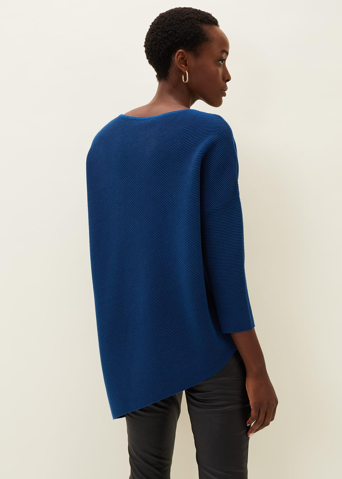 Cyndi Textured Asymmetric Hem Fine Knit Jumper